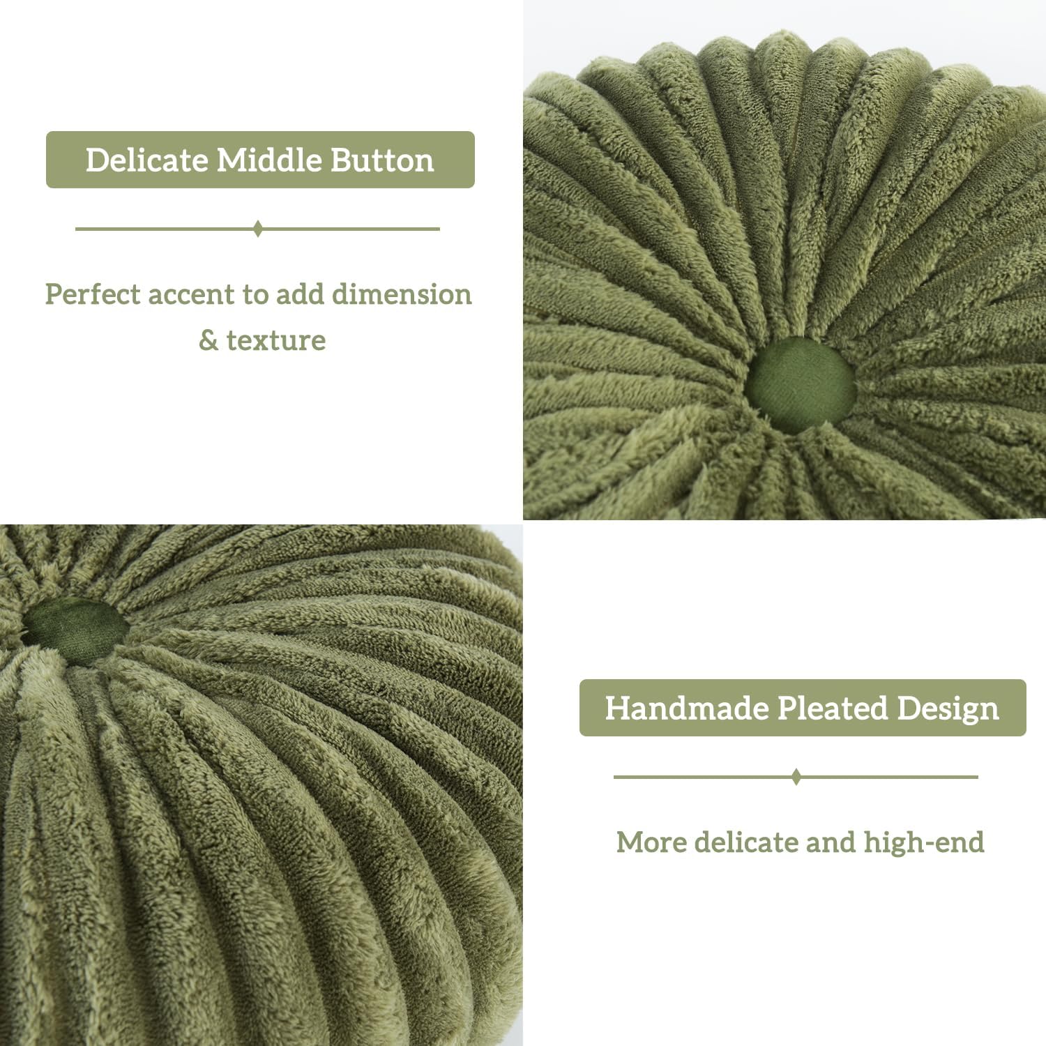 HIG Decorative Round Throw Pillows Set of 2 Velvet Pumpkin Pillows