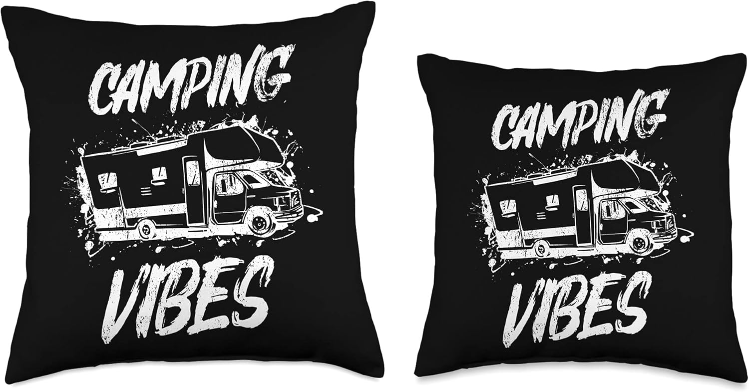 Camping Vibes Throw Pillow with Funny Sayings