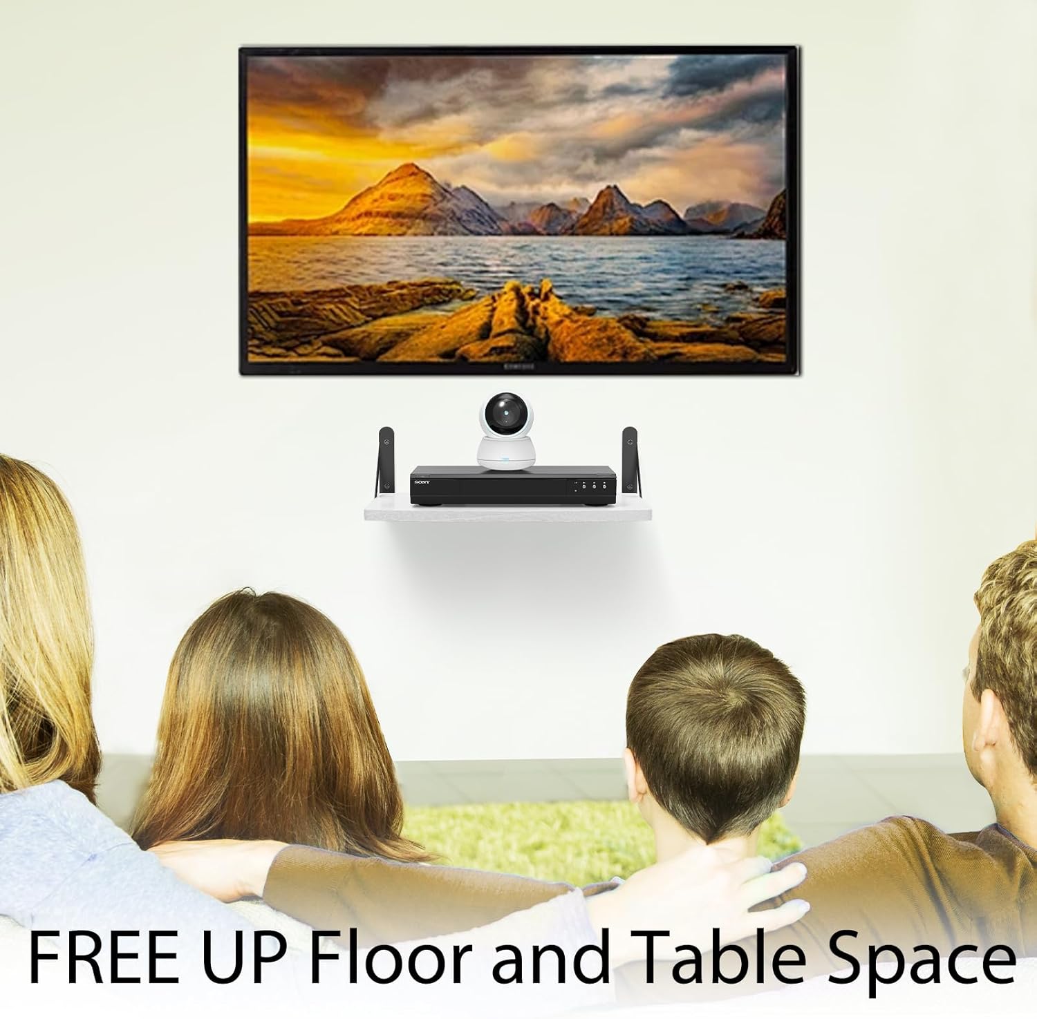 Floating Entertainment Center Shelf with Cable Management