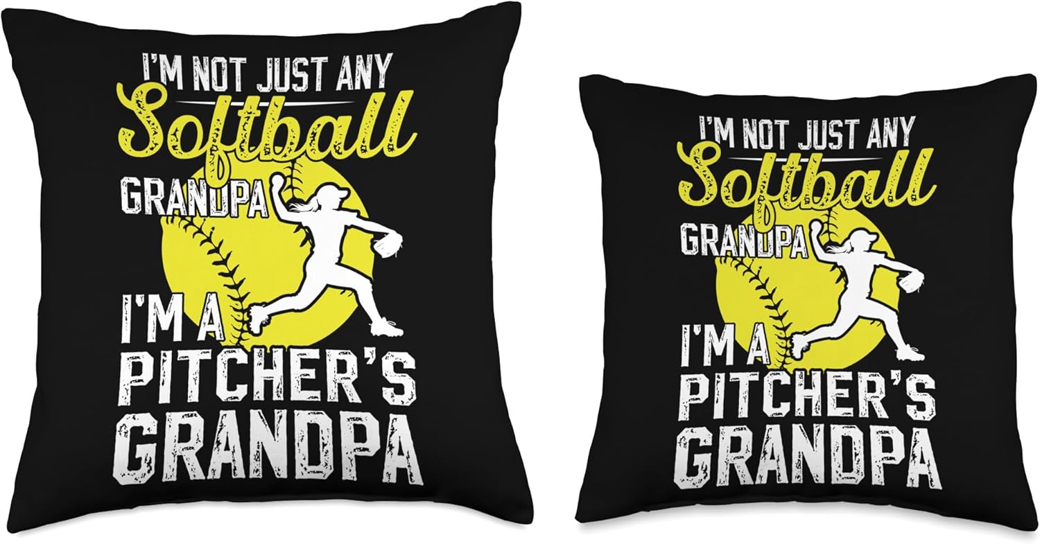 Proud Softball Pitcher Grandpa Throw Pillow 1