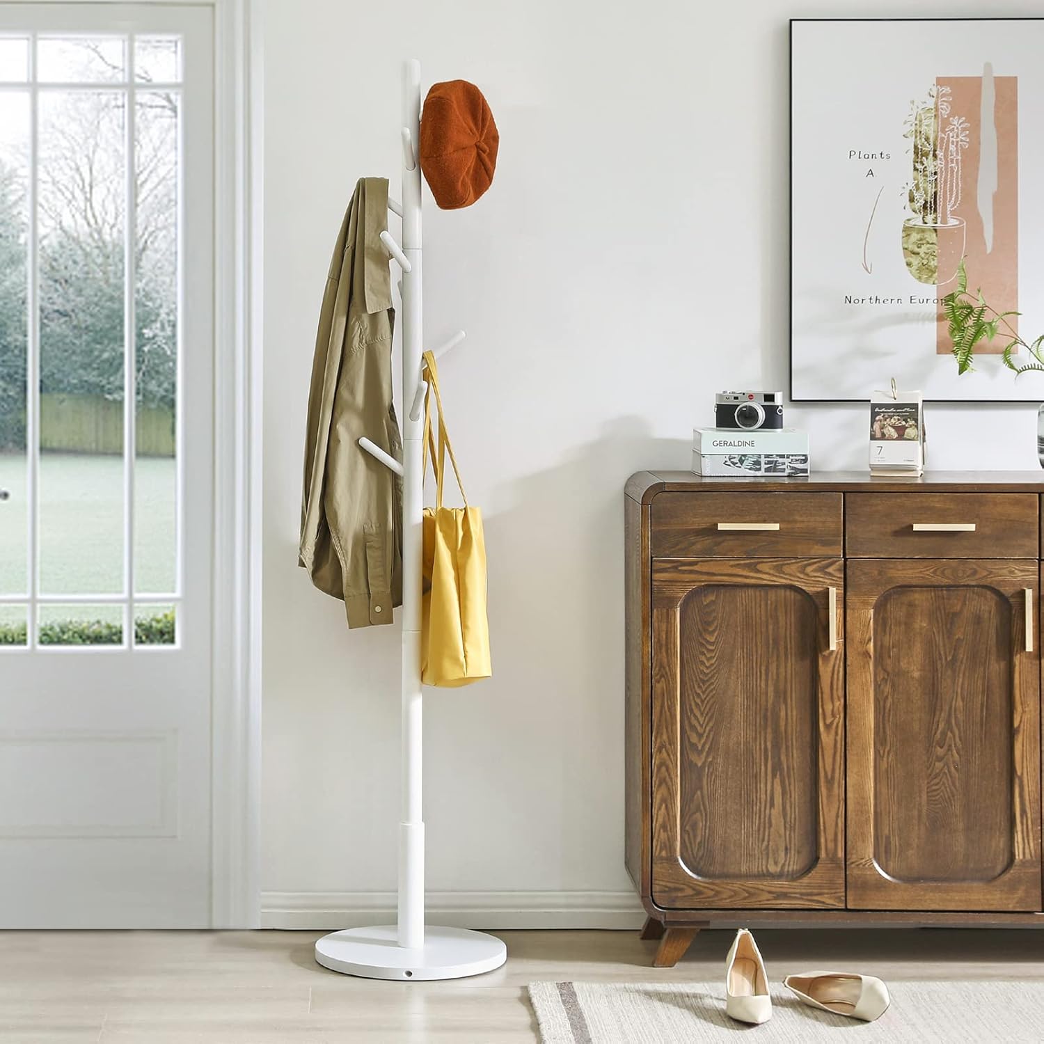 IBUYKE Coat Rack Stand with 8 Hooks and Solid Base