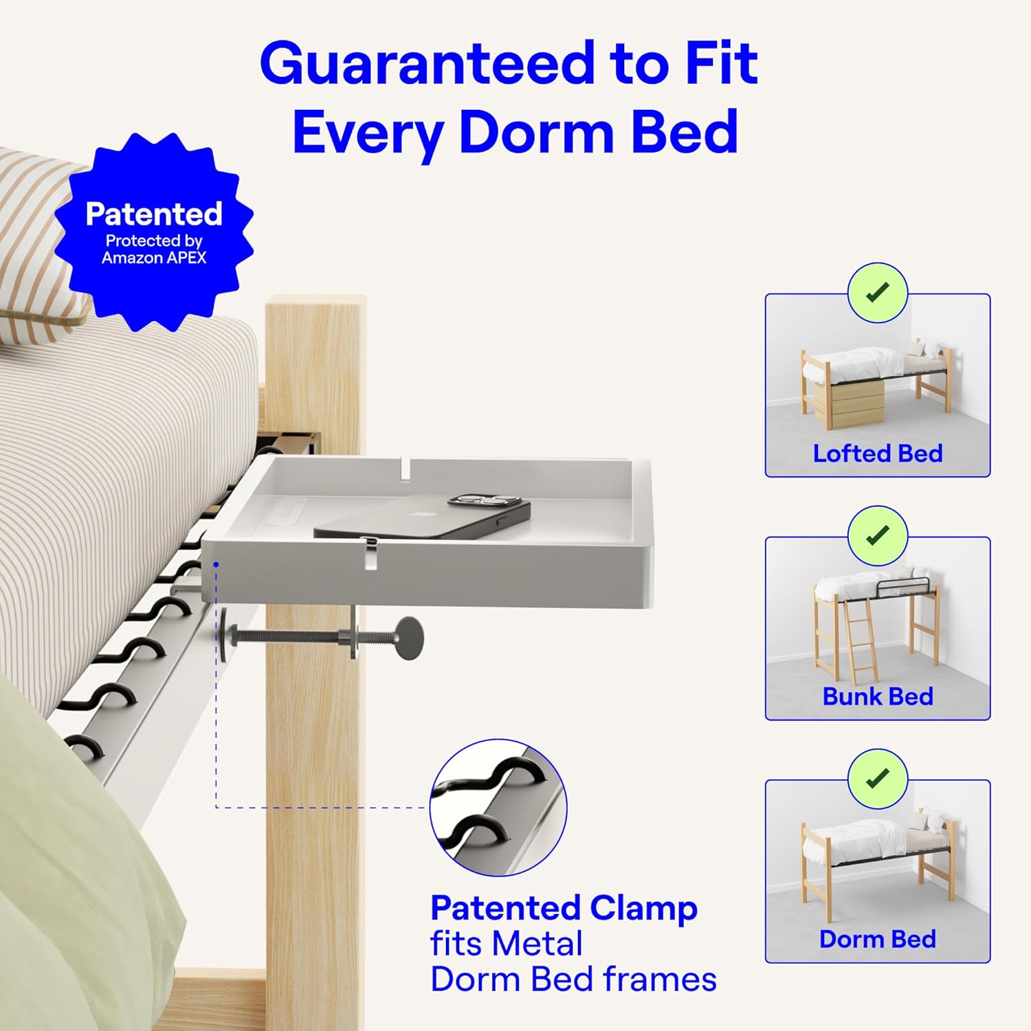 BedShelfie Floating Nightstand for Bunk Beds and Top Bunks