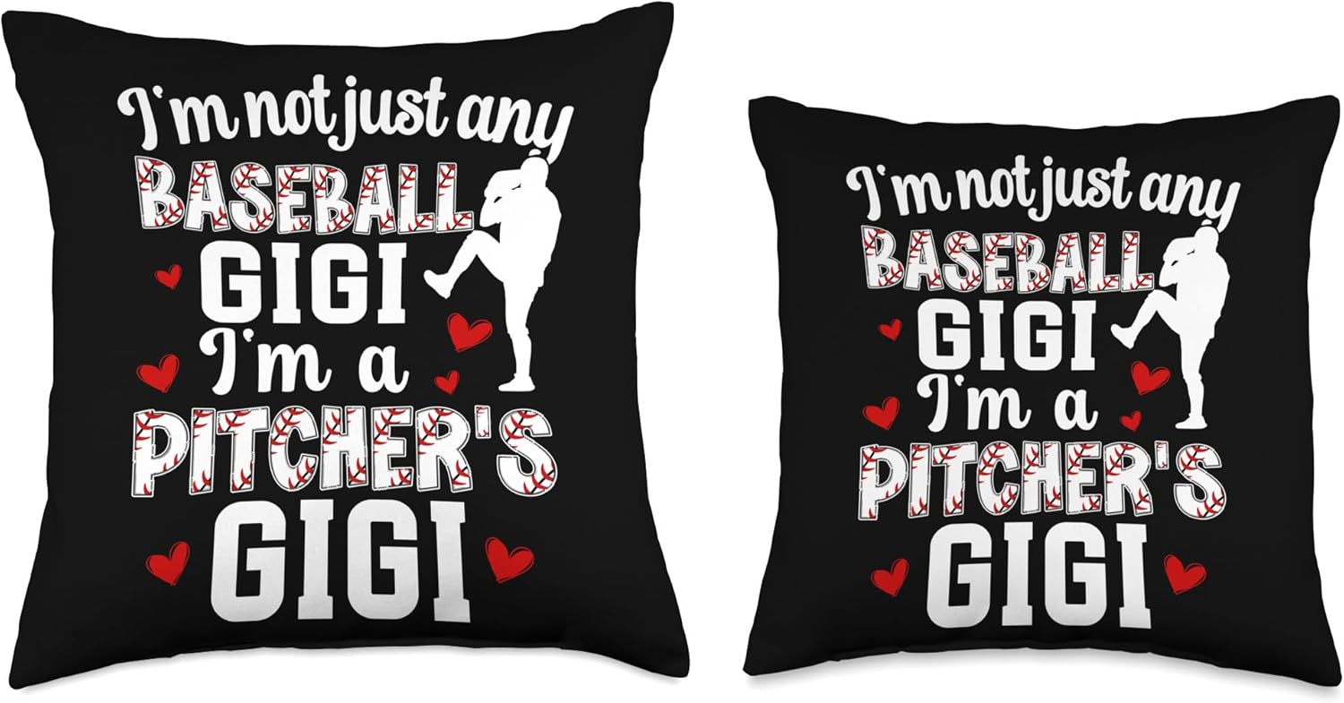 Baseball Pitcher Gigi Throw Pillow for Mothers Day