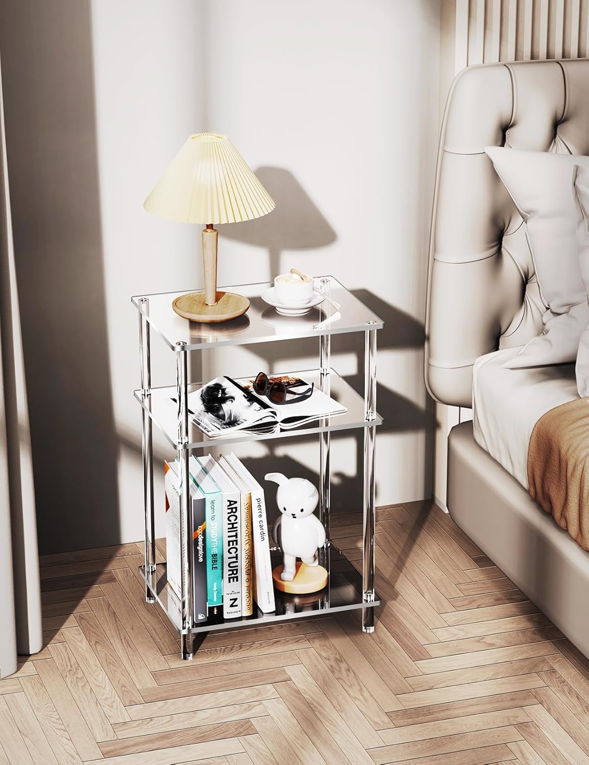 Clear Acrylic 3-Tier End Table for Small Spaces