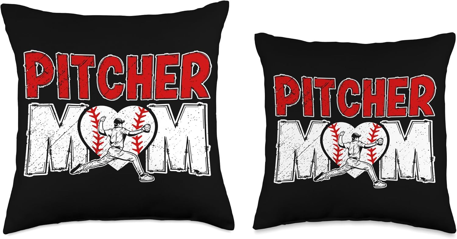 Baseball Pitcher Mom Throw Pillow