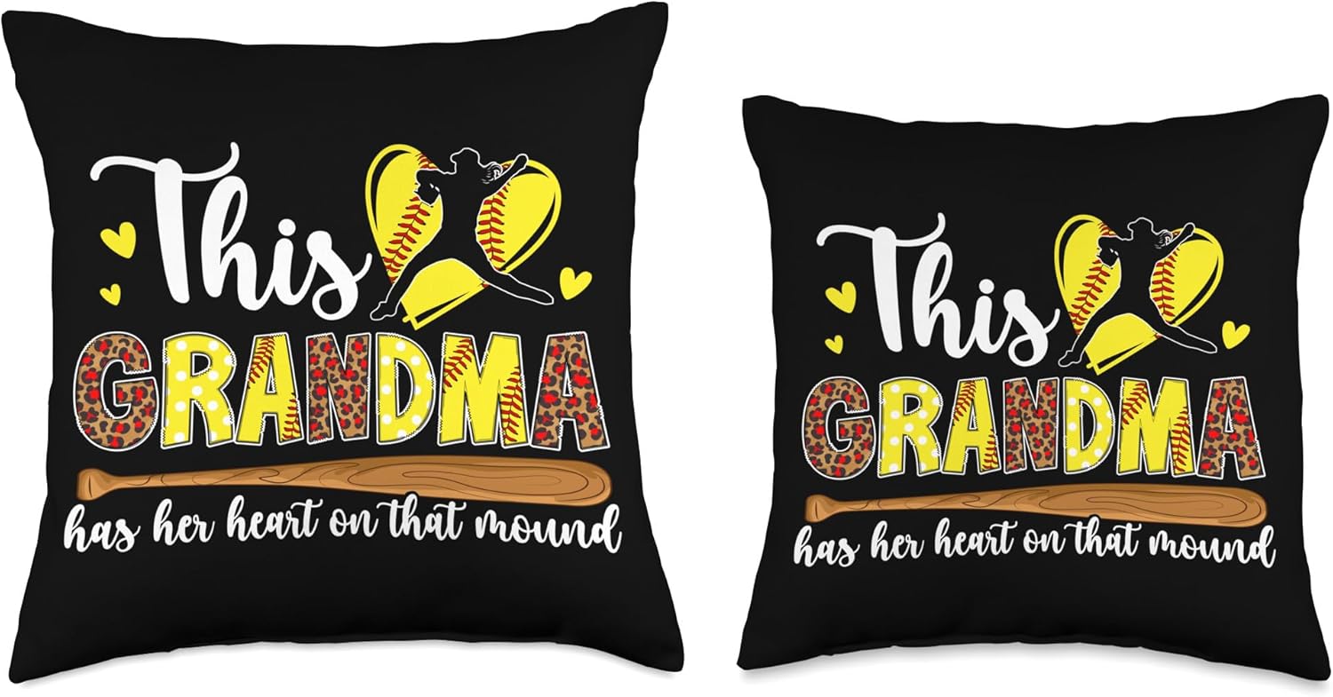 Proud Softball Pitcher Grandma Throw Pillow