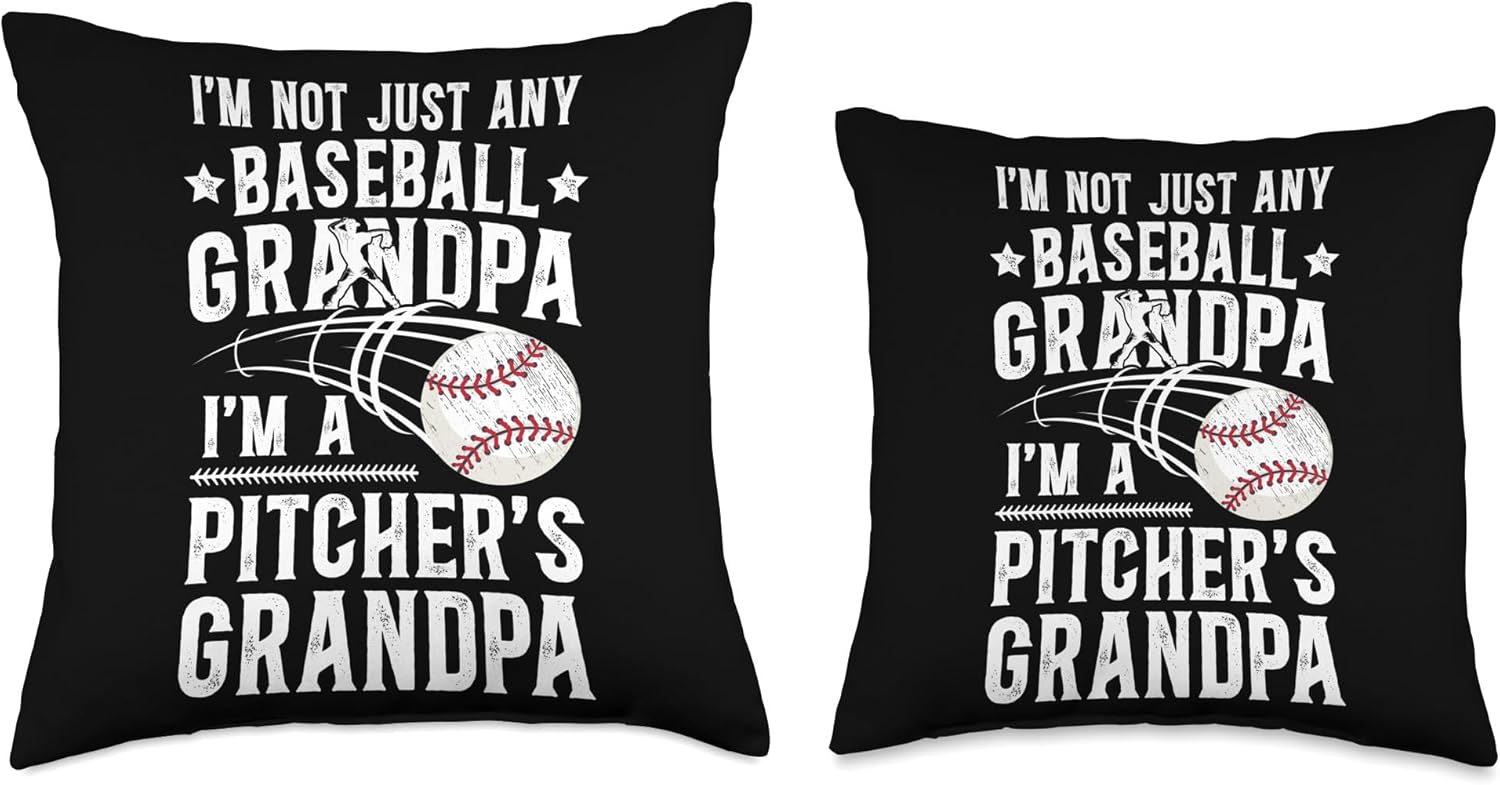 Proud Baseball Pitcher Grandpa Fathers Day Throw Pillow