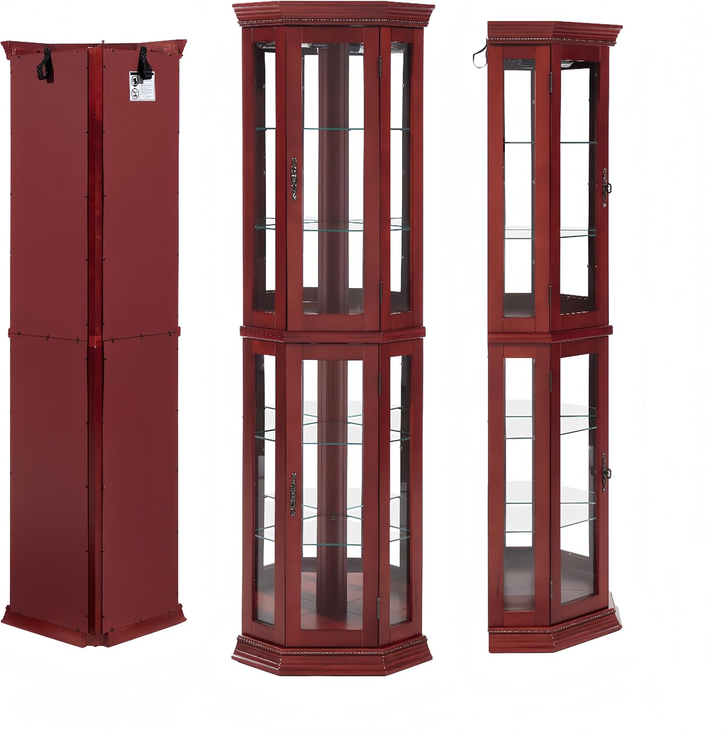 Ball Cast 70 H Lighted Corner Curio Cabinet