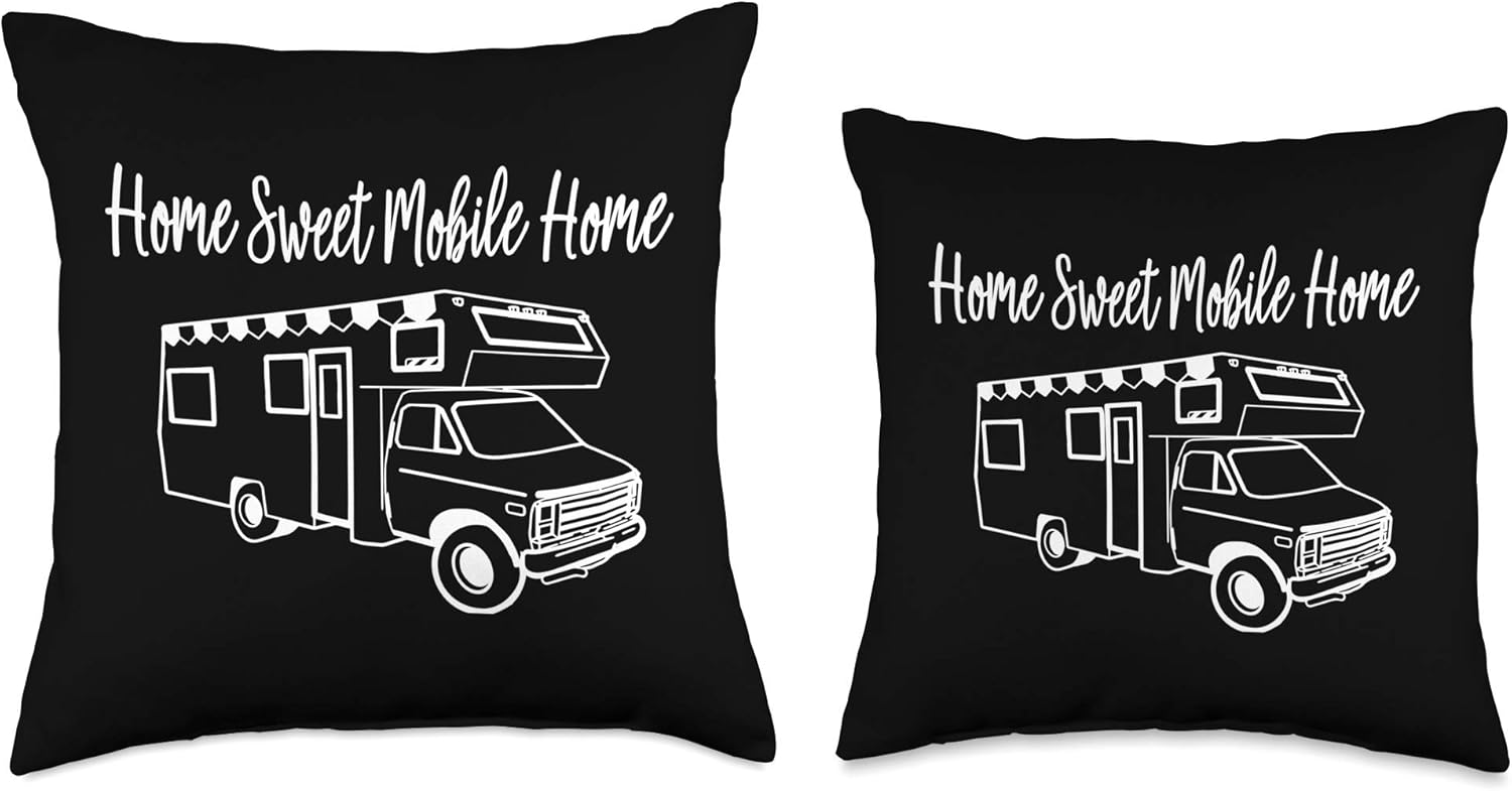 Home Sweet Mobile Home RV Camper Throw Pillow