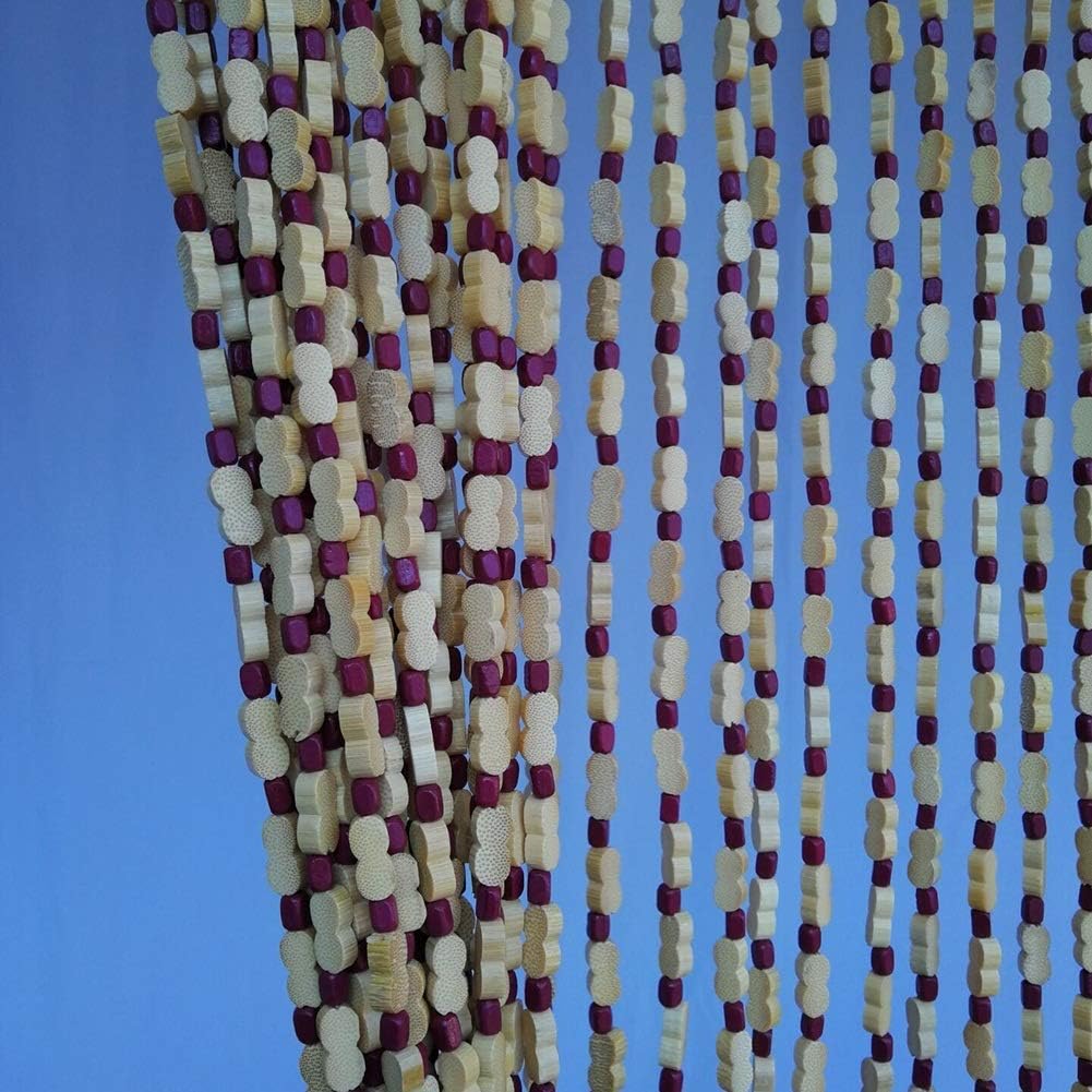 OKUOKA 53 Strands Wood Bead Curtain for Doorways and Room Dividers