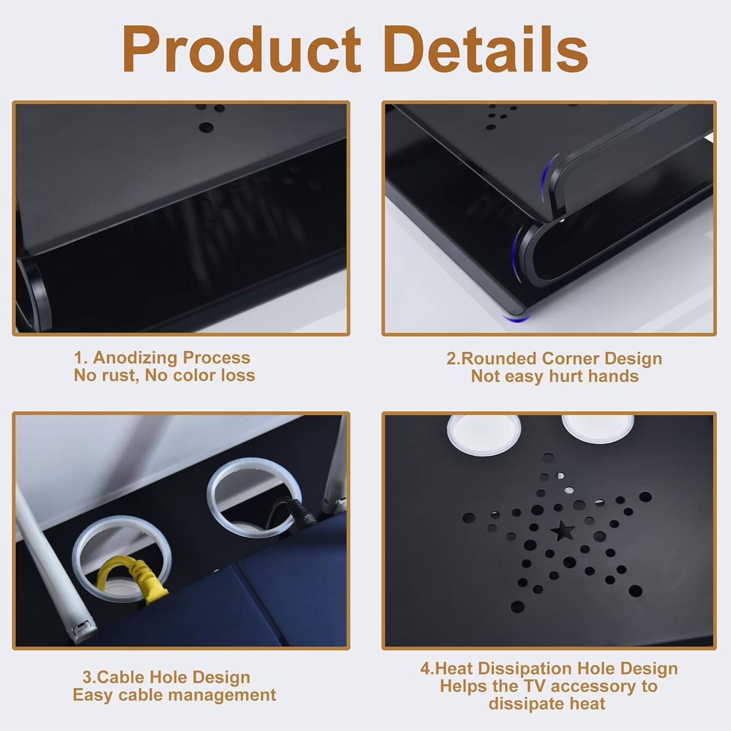 Floating AV Shelves Double Layer Wall Mount for TV and Media Equipment