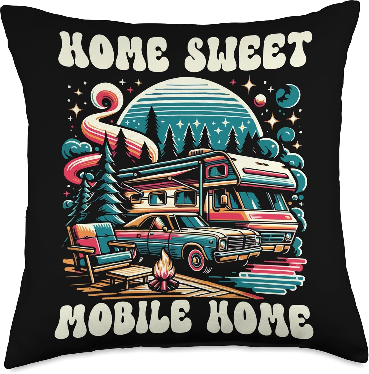 Mobile Home Motorhome Trailer Park Throw Pillow