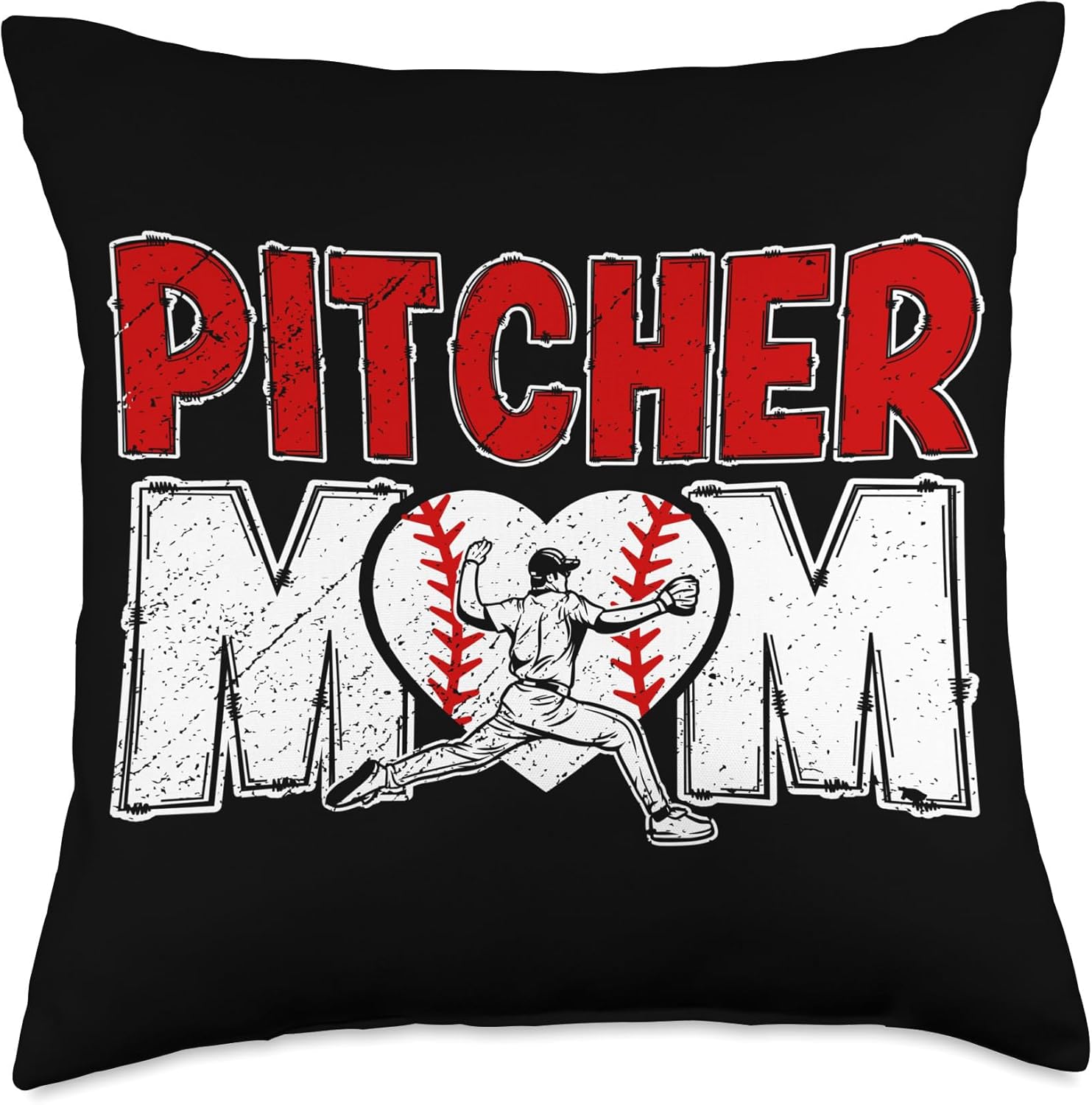 Baseball Pitcher Mom Throw Pillow
