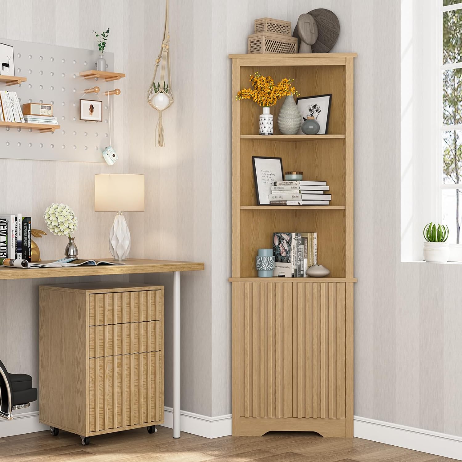 67 Inch Tall Corner Cabinet with Doors
