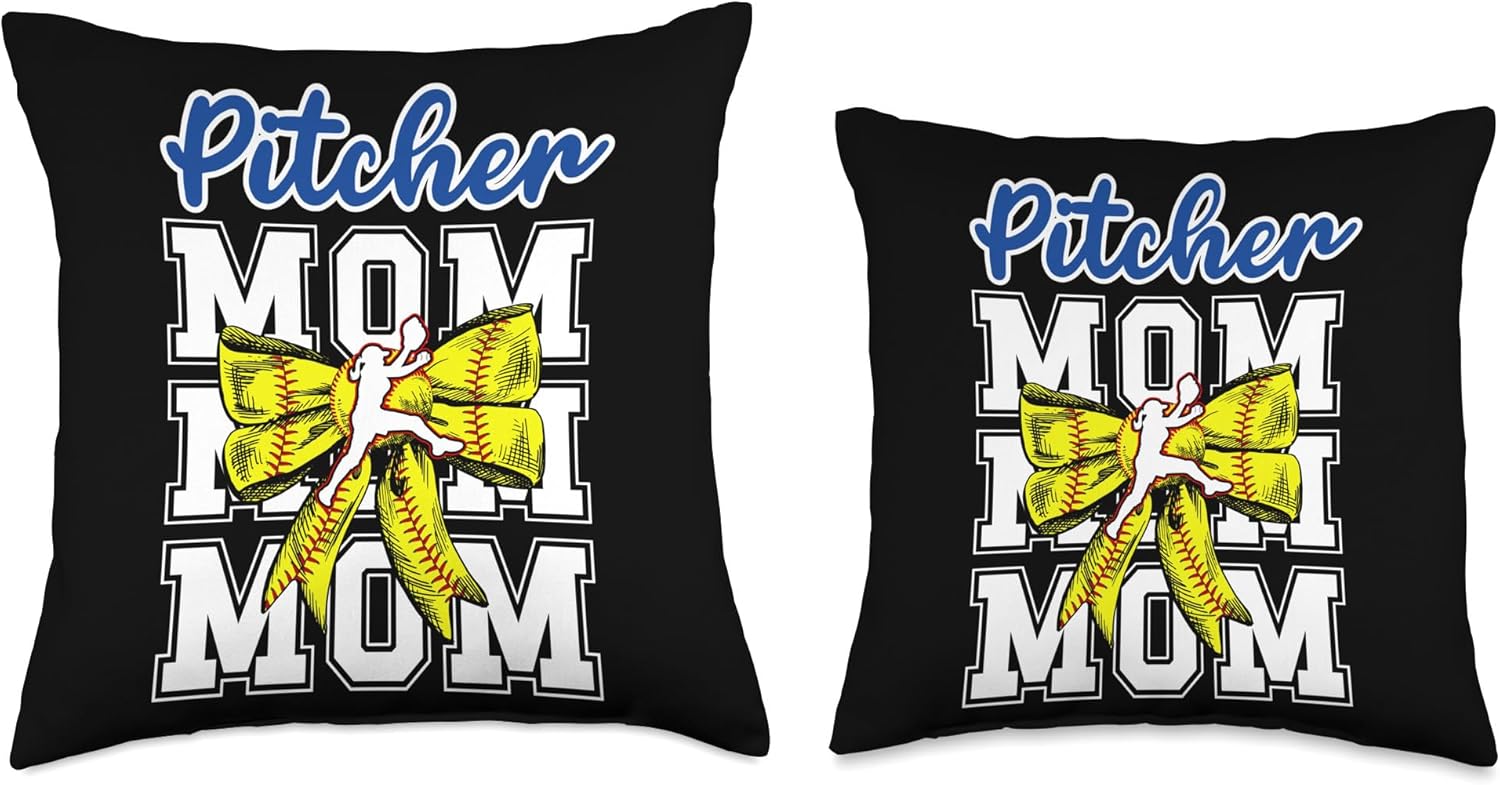 Softball Pitcher Mom Throw Pillow 1