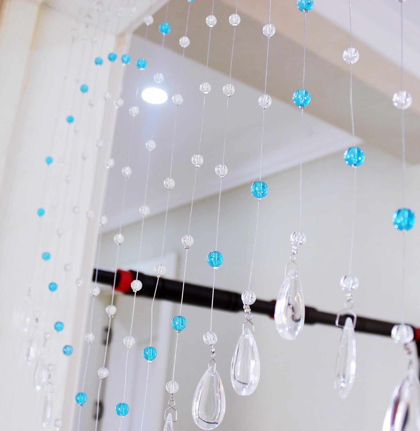 Hanging Crystal Glass Beaded Curtain 25 Strings Light Blue