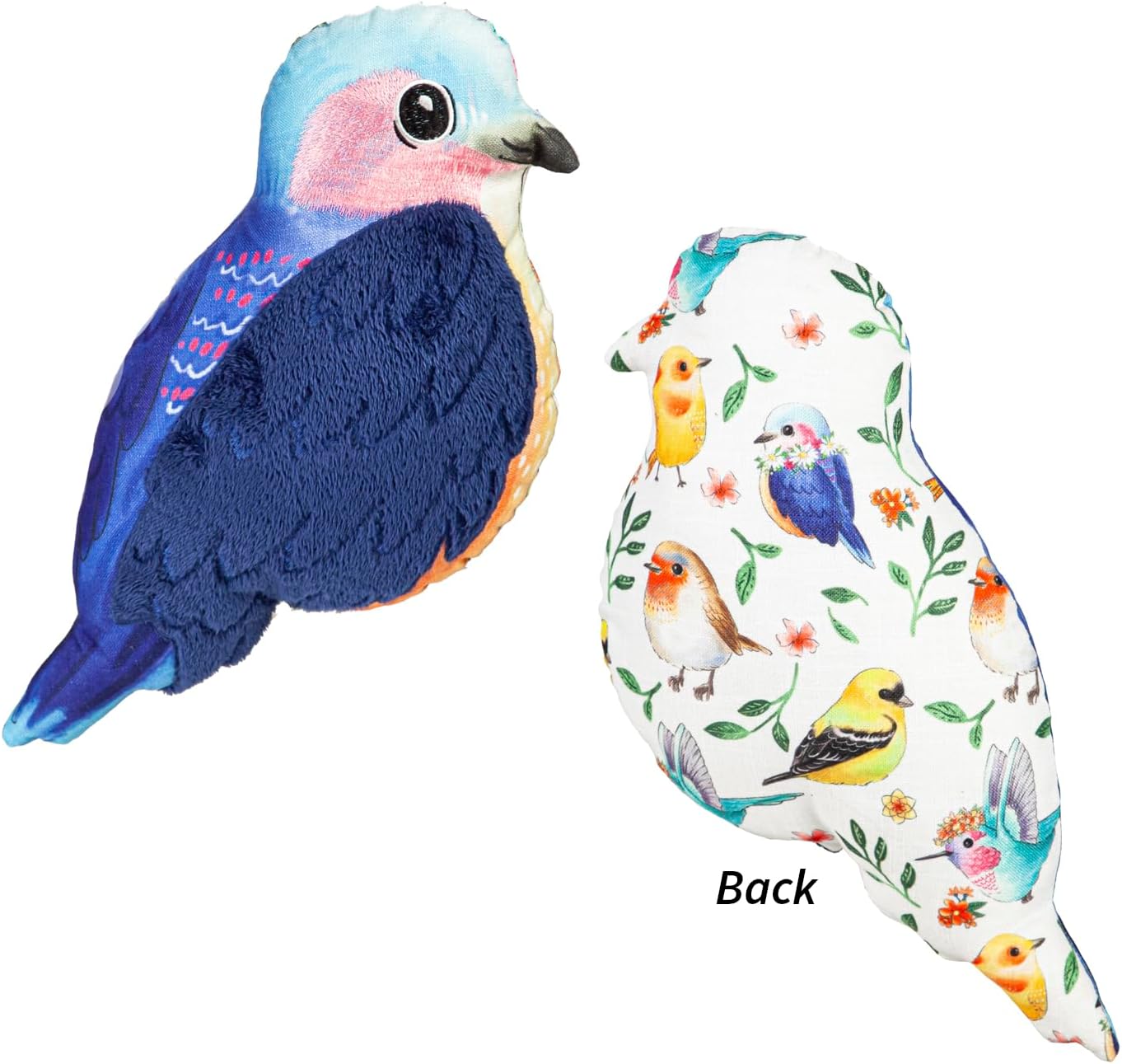 Evergreen Flag Shaped Throw Pillow with Embroidery Blue Bird