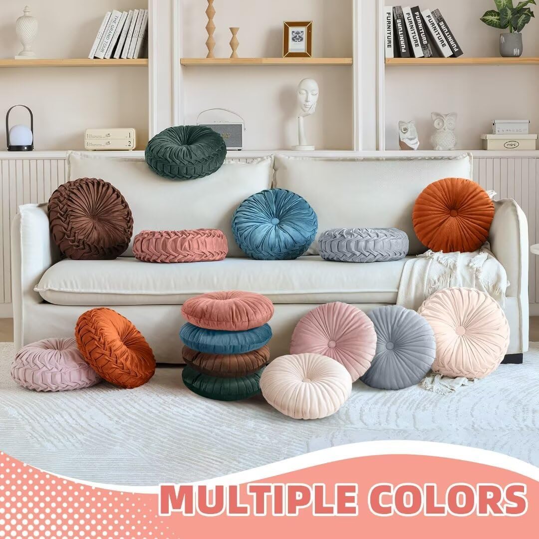Teieas 2 Pcs Round Velvet Throw Pillows Blush