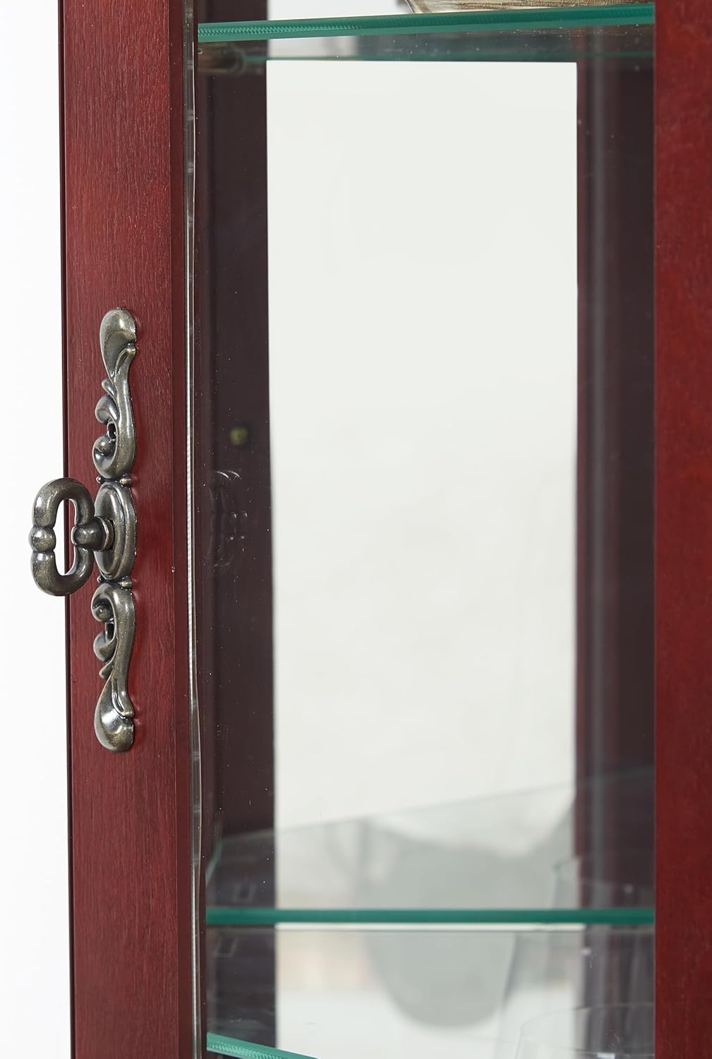 Lighted Display Cabinet with Adjustable Shelves and Mirrored Back