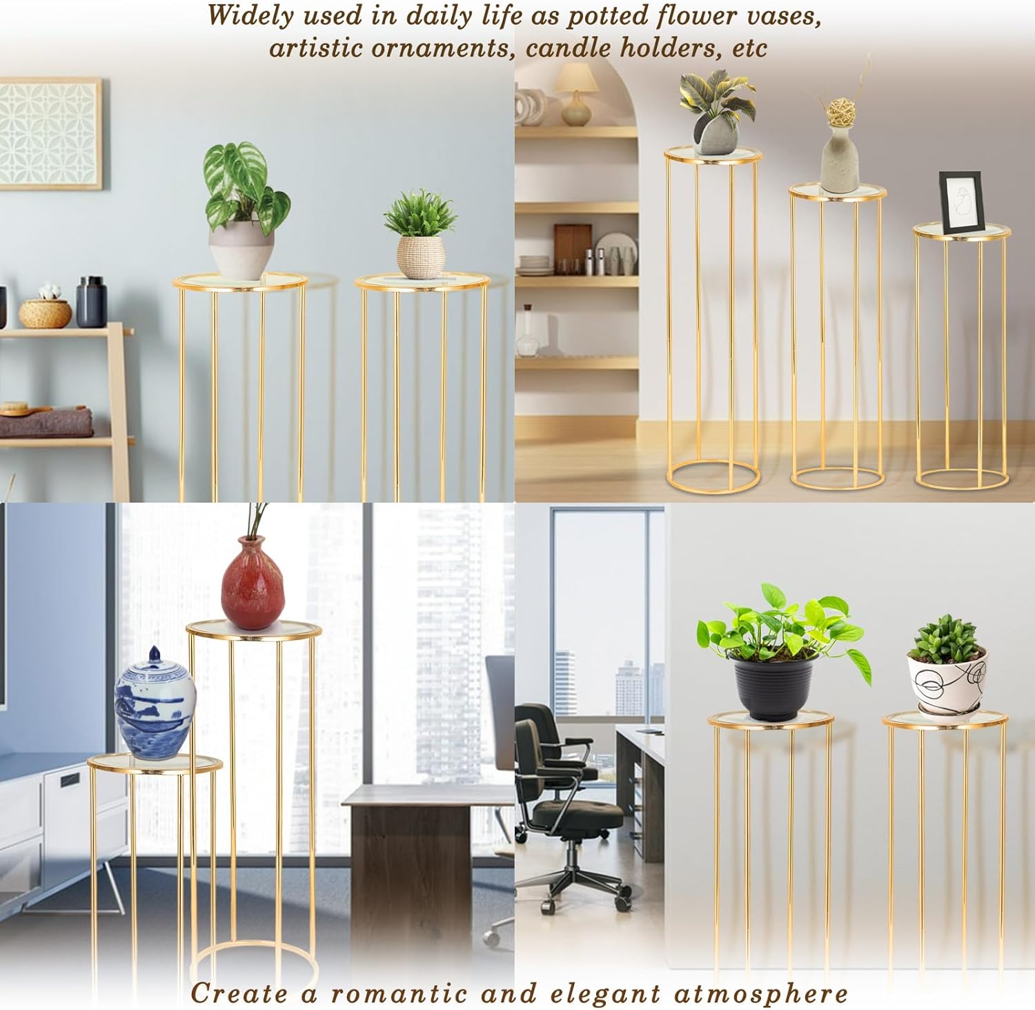 3PCS Gold Metal Cylinder Party Stands for Events Display Tables