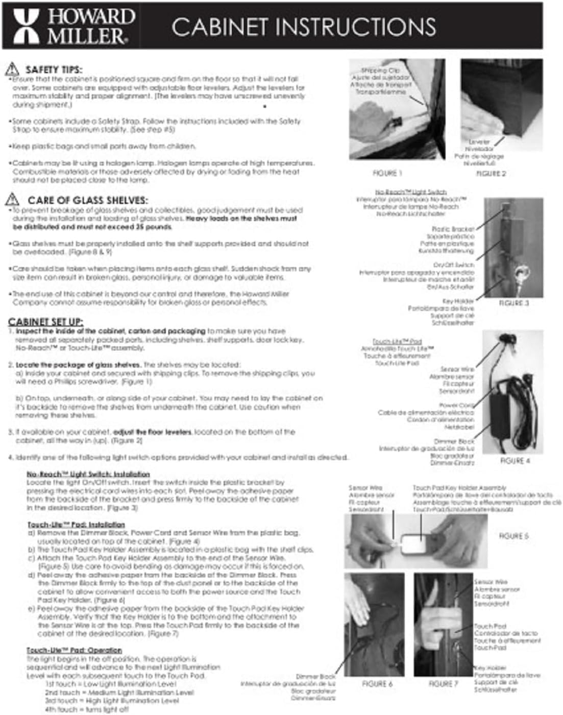 Howard Miller Glauber Corner Curio Cabinet II with Lockable Slide Door and Grey Finish