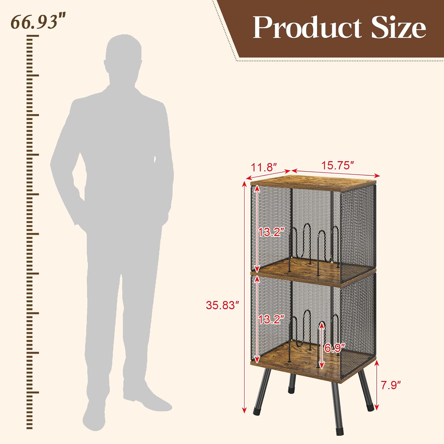 X-cosrack 3-Tier Record Player Stand with Storage