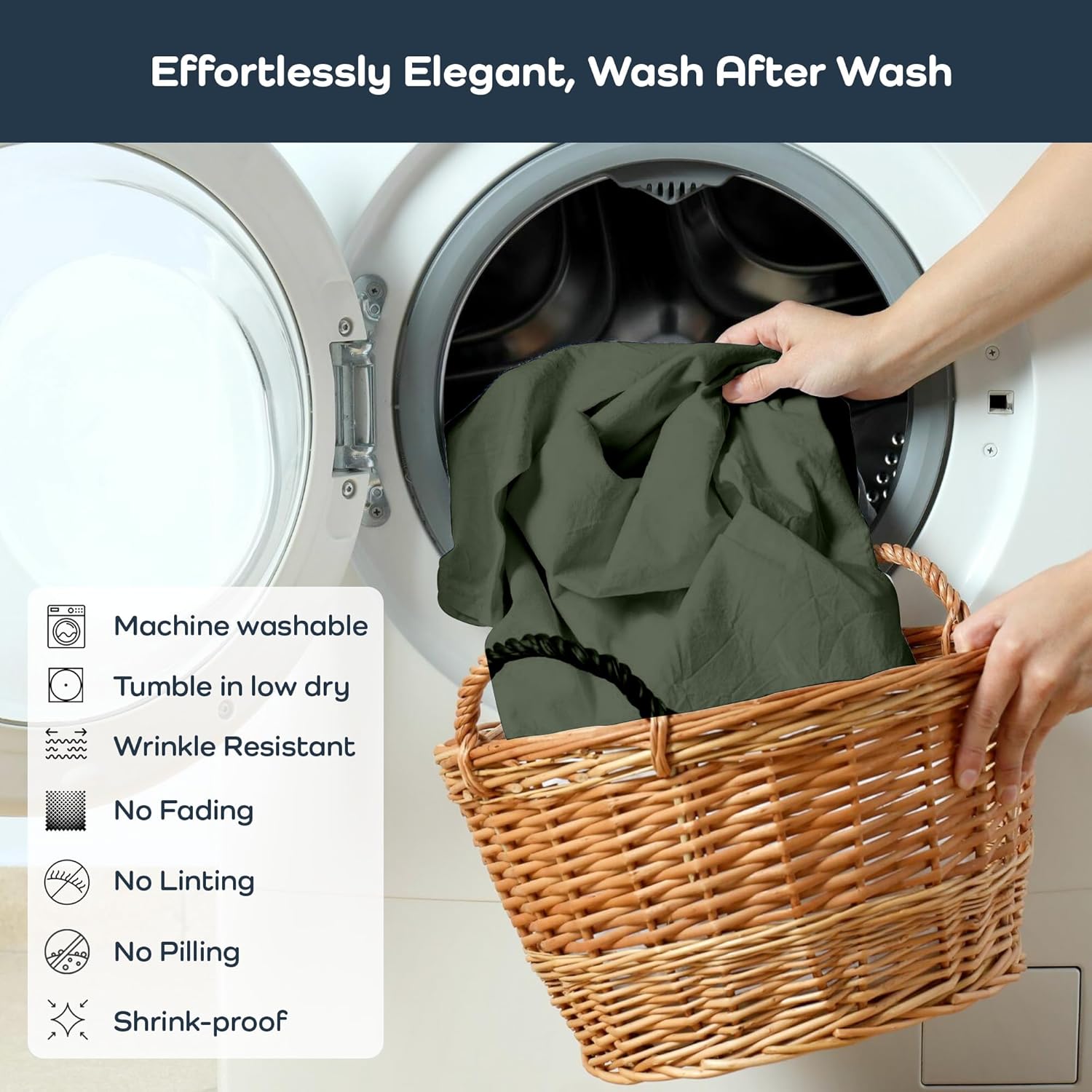 Olive Crate Tencel Eucalyptus Pillowcases - Cooling King Size Set of 2 Moss