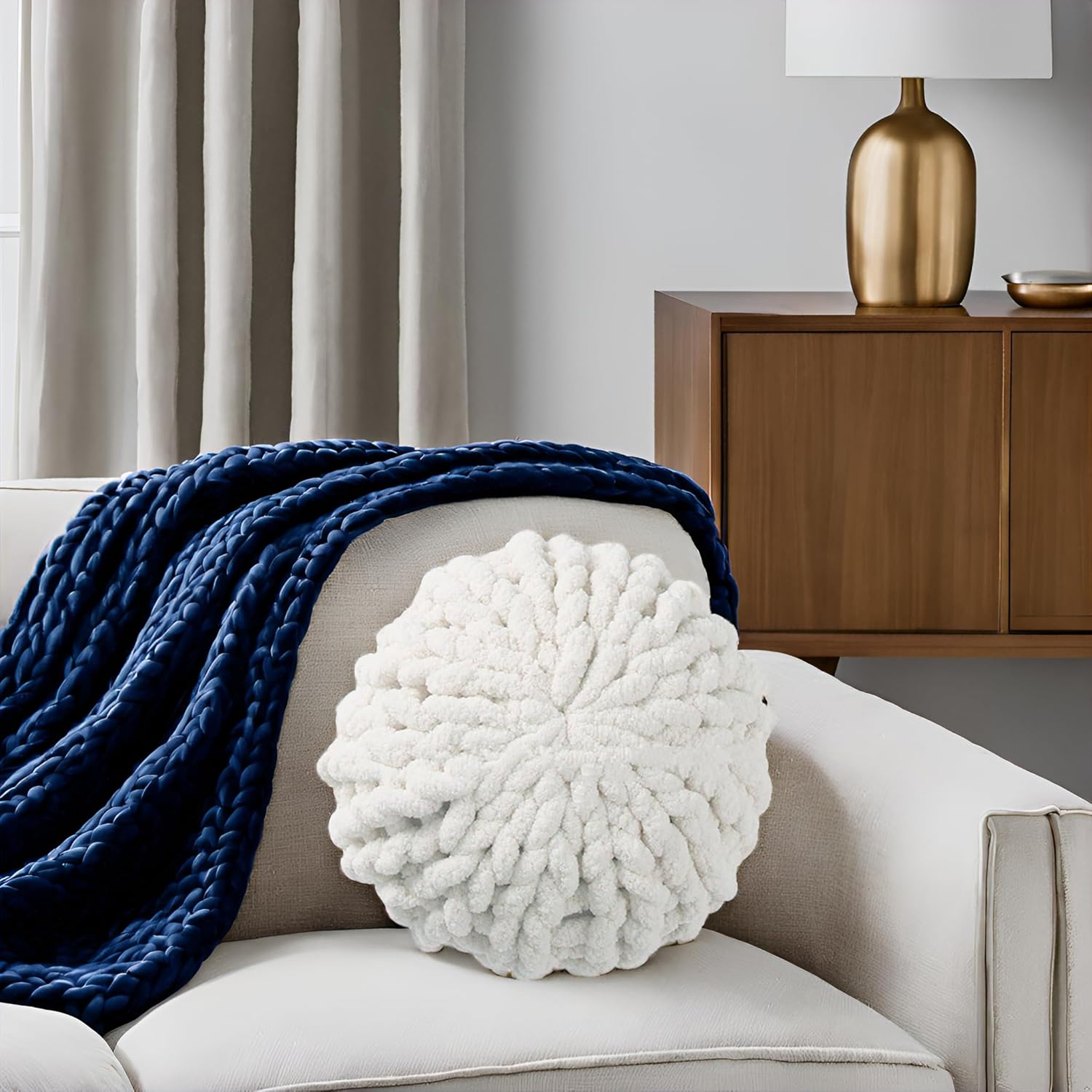 Chunky Chenille Throw Pillow with Insert - Dark Green 15x15x15