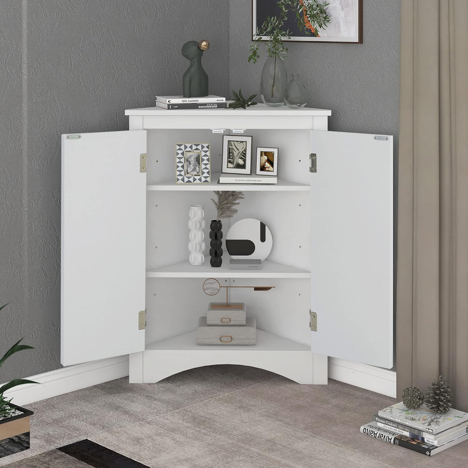 Gdfstudio 31 5 Inch H Triangle Corner Cabinet White
