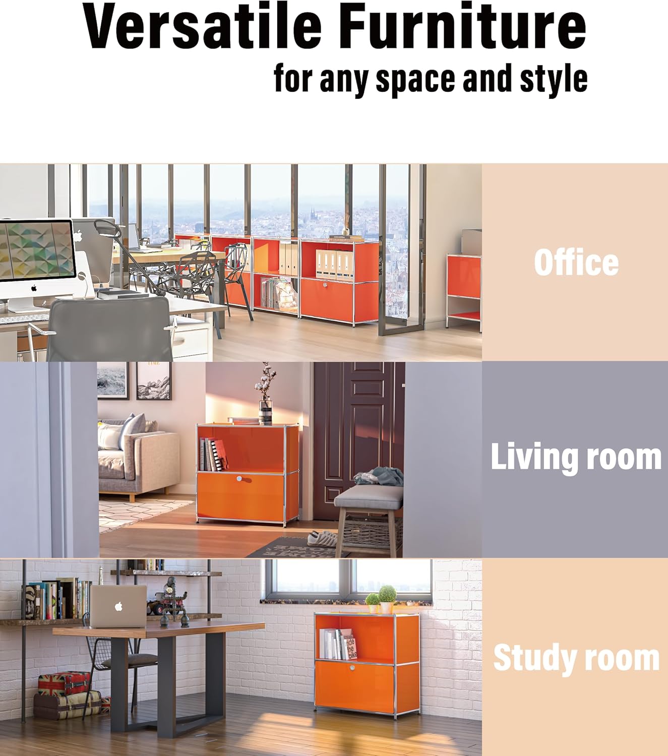 325 Inch Flip Top Side Table with Detachable Wheels and Storage - Modern Orange Bedroom Furniture