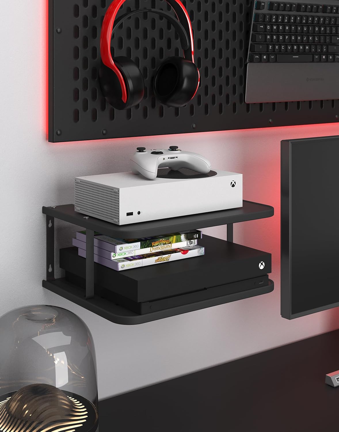 Black Projector Wall Shelf for Xbox and TV Setup
