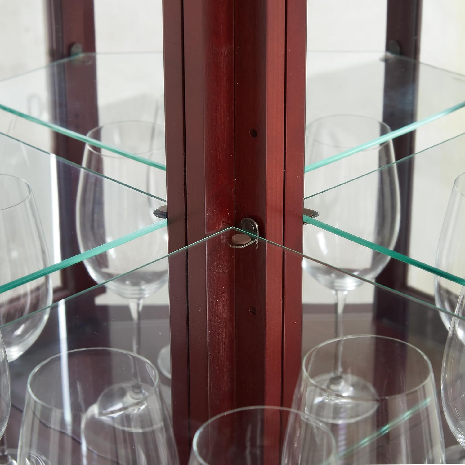 Lighted Corner Cabinet with Glass Doors and Adjustable Shelves