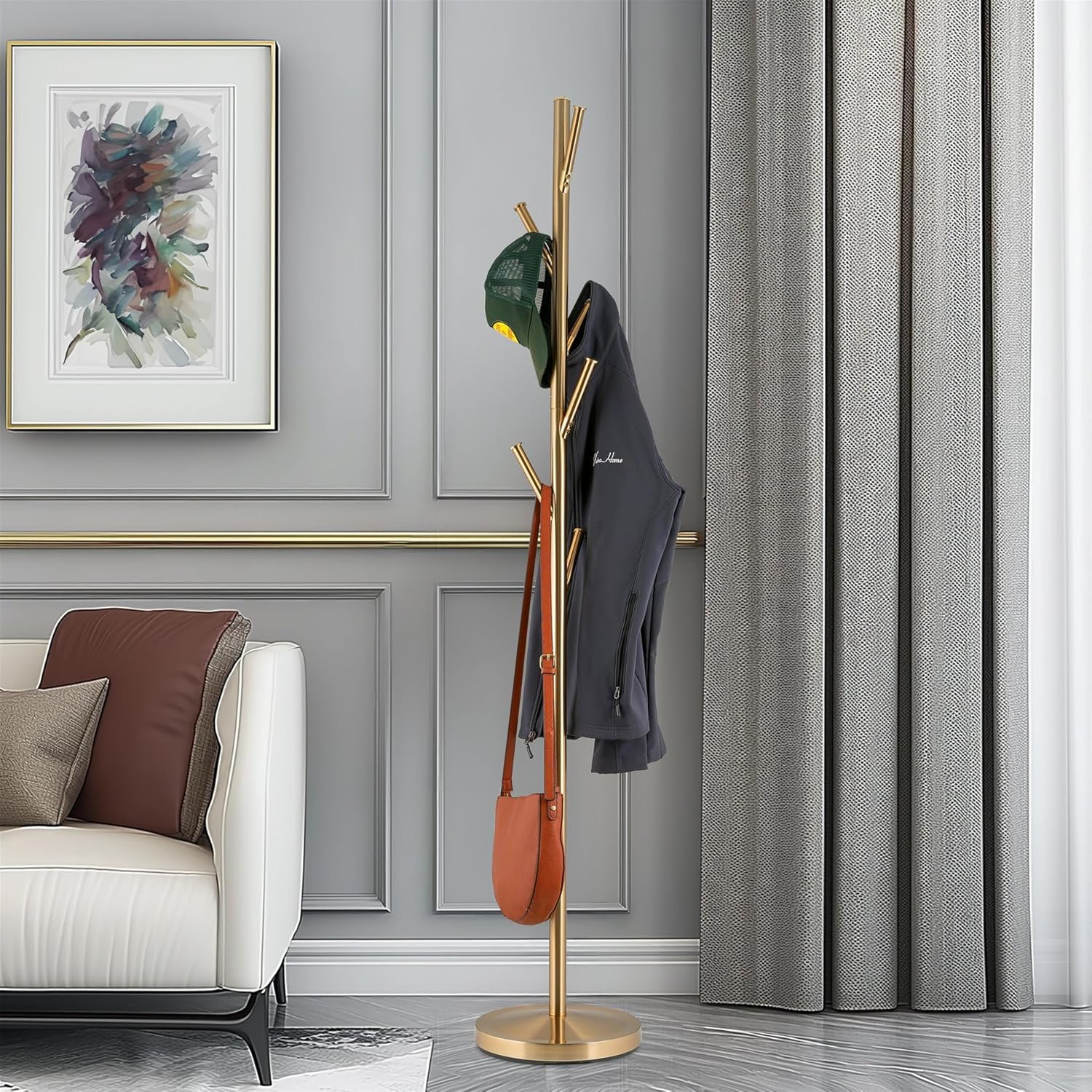 Kira Home Addison 68 Inch Modern 6 Hook Coat Rack