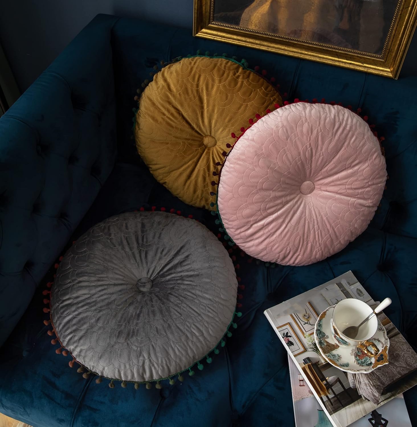 Ginger Round Throw Pillow for Living Room and Meditation Use