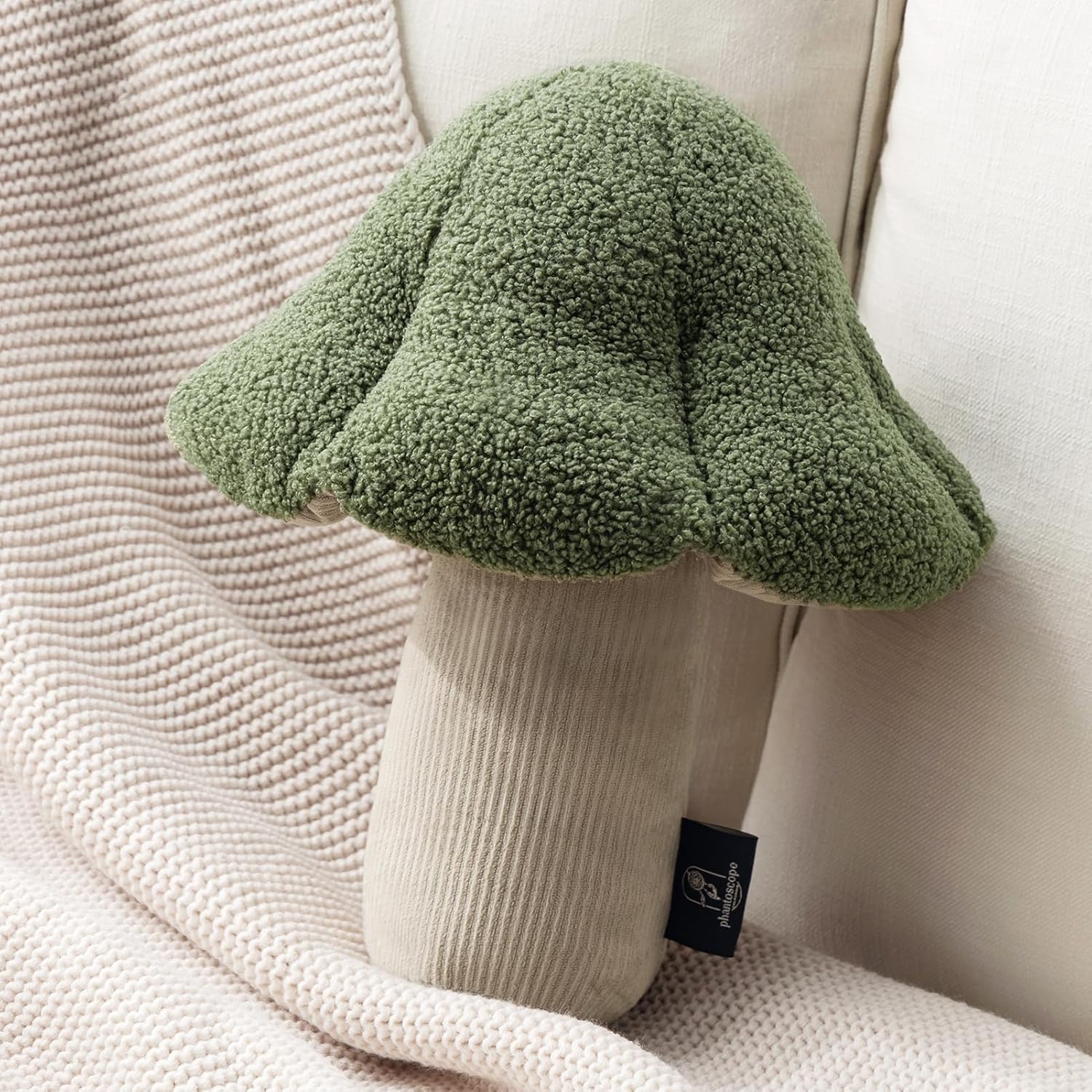 Phantoscope Mushroom Shaped Throw Pillow Light Green 16 x 14 Inches