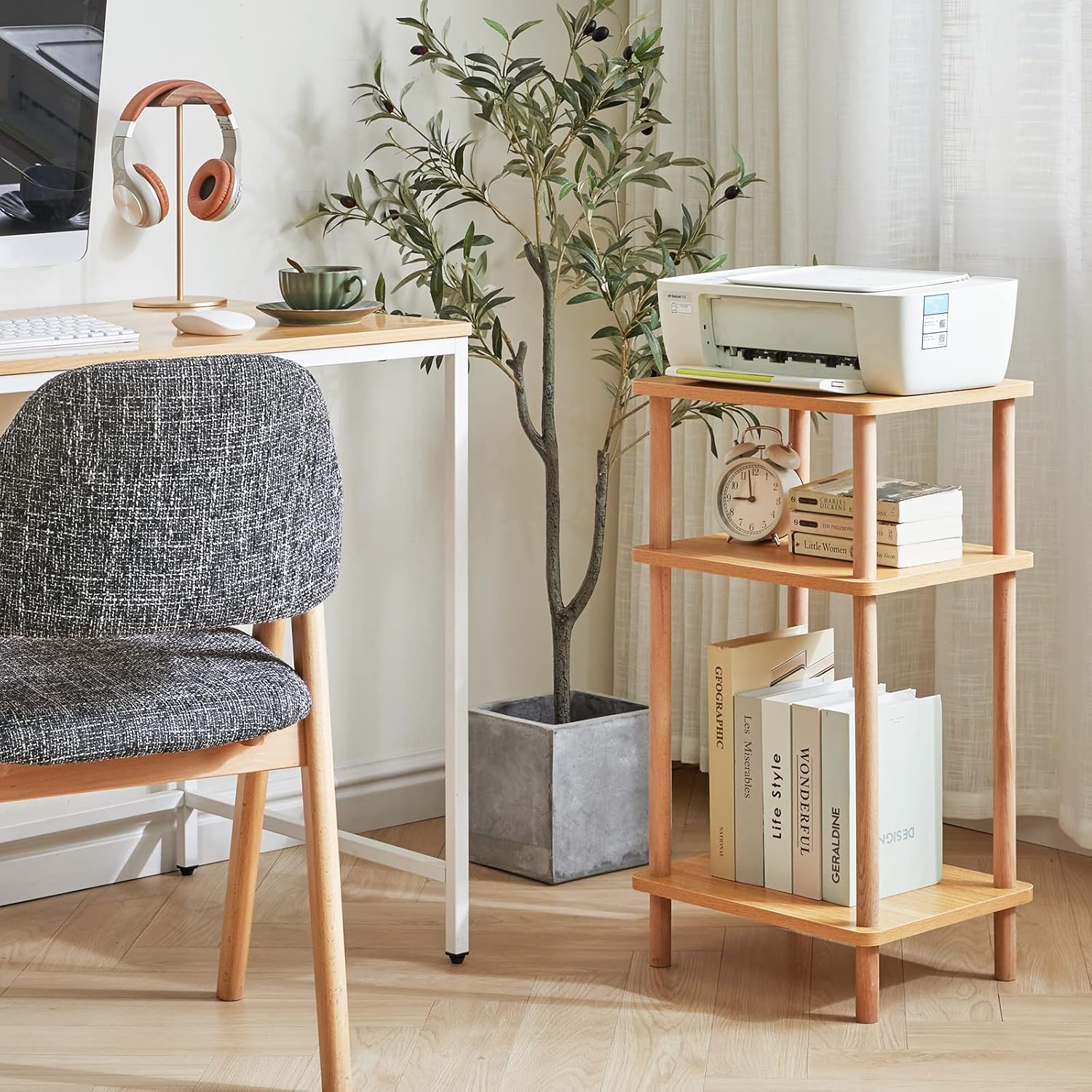 IBUYKE 3-Tier Side Table with Storage Shelves