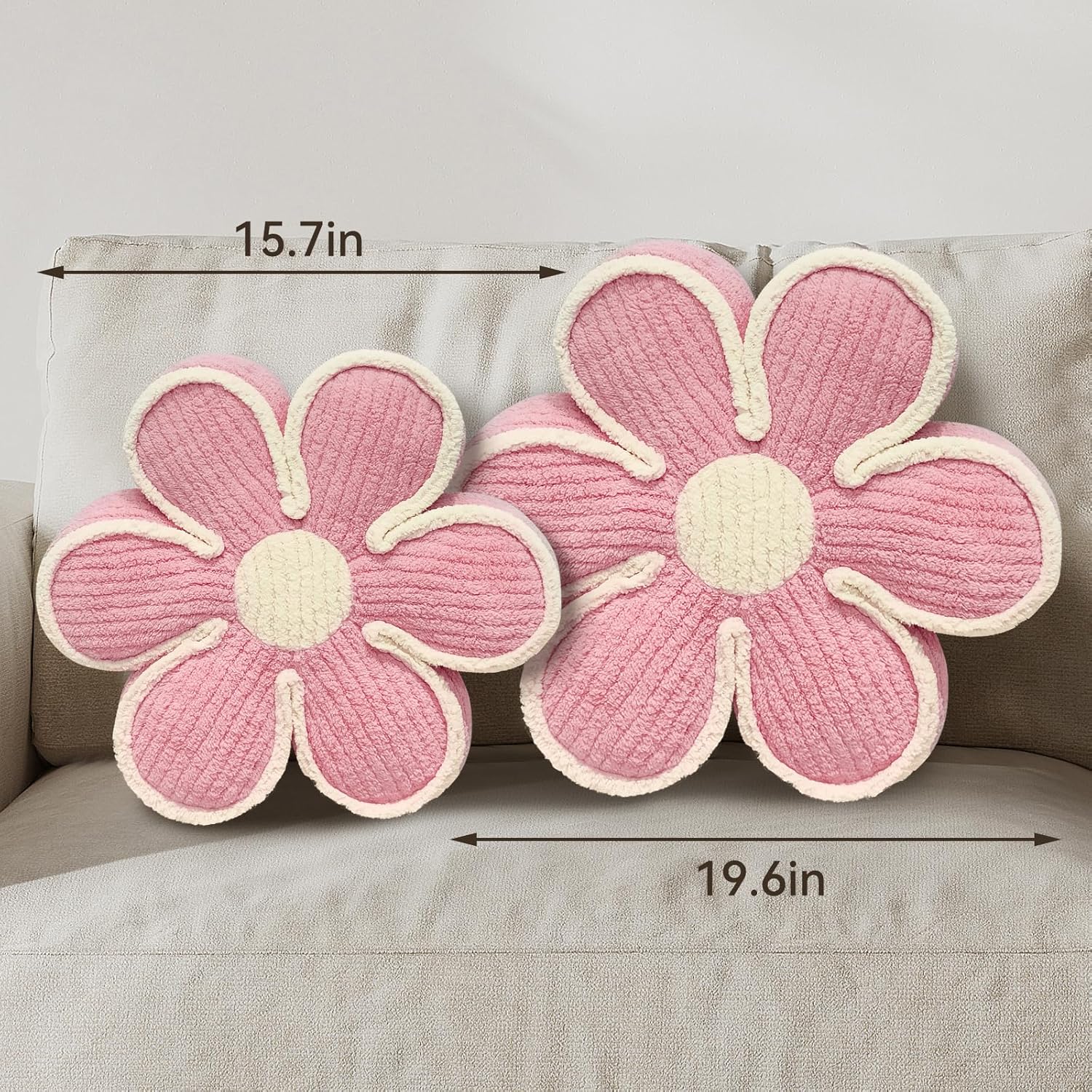 Soft Pink Daisy Flower Shaped Decorative Pillow