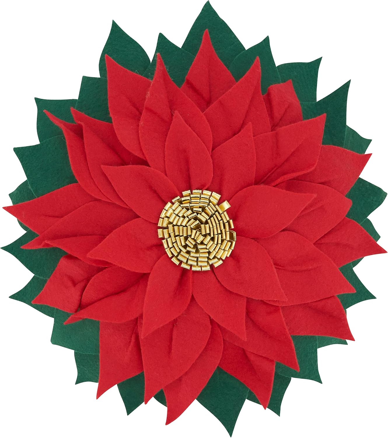 Saro Lifestye Felt Poinsettia Throw Pillow with Poly Filling