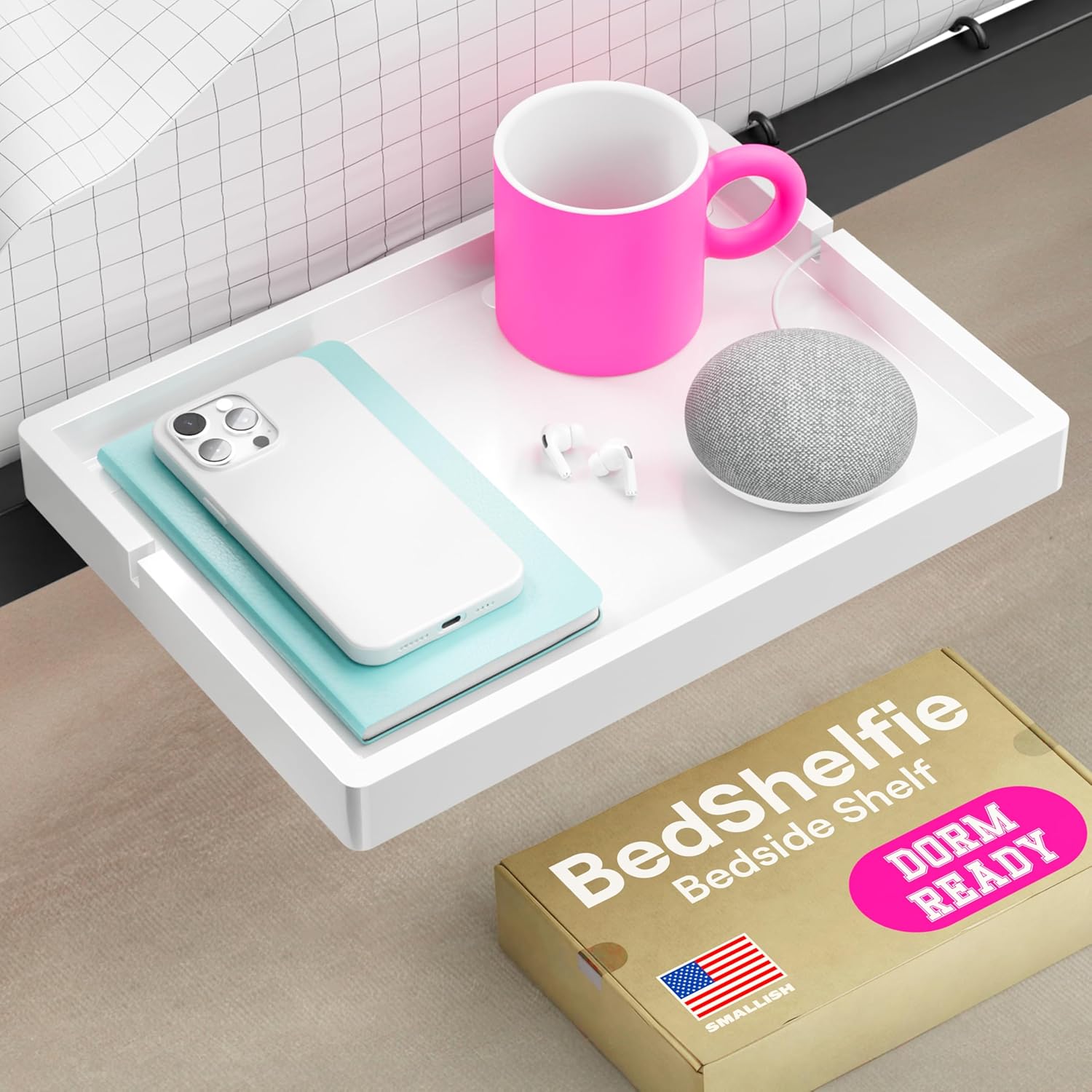 BedShelfie Floating Nightstand for Bunk Beds and Top Bunks