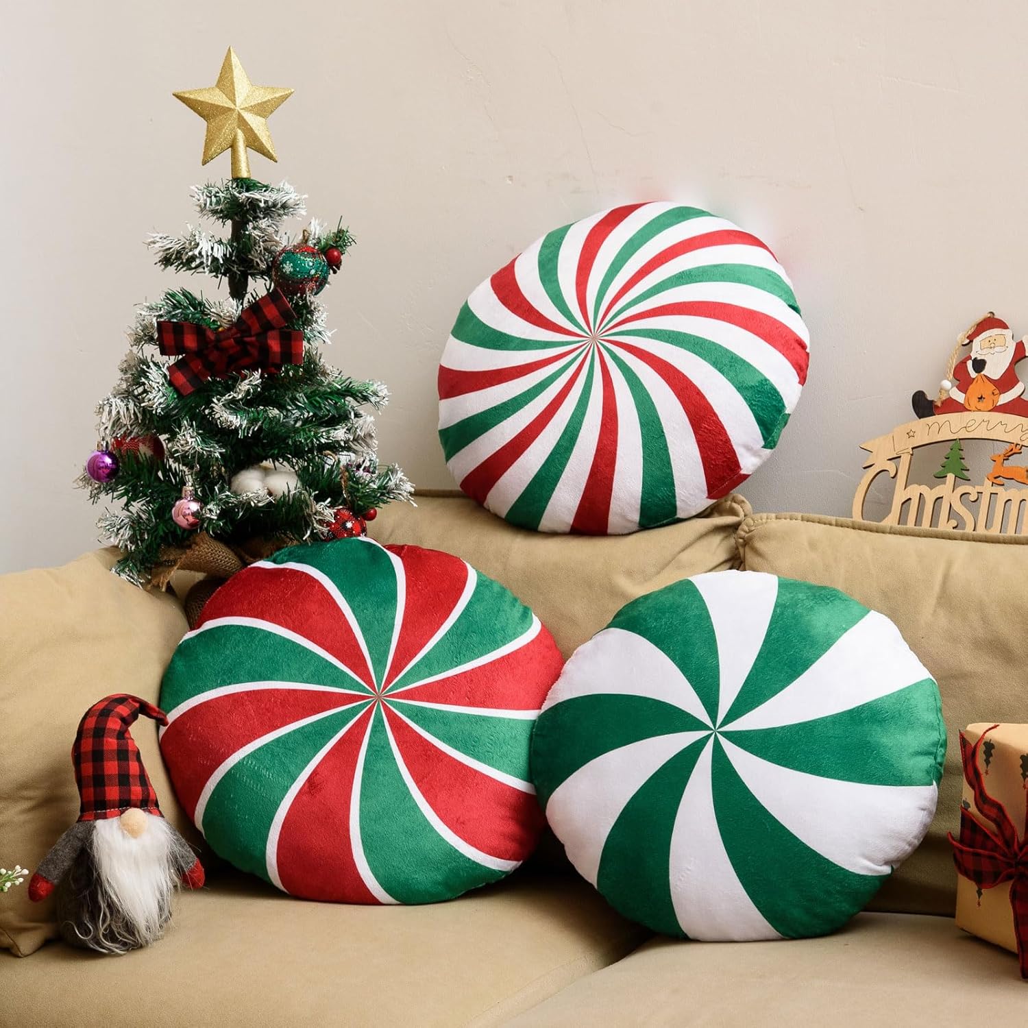 MixTeach 3 Pcs Spiral Christmas Throw Pillows