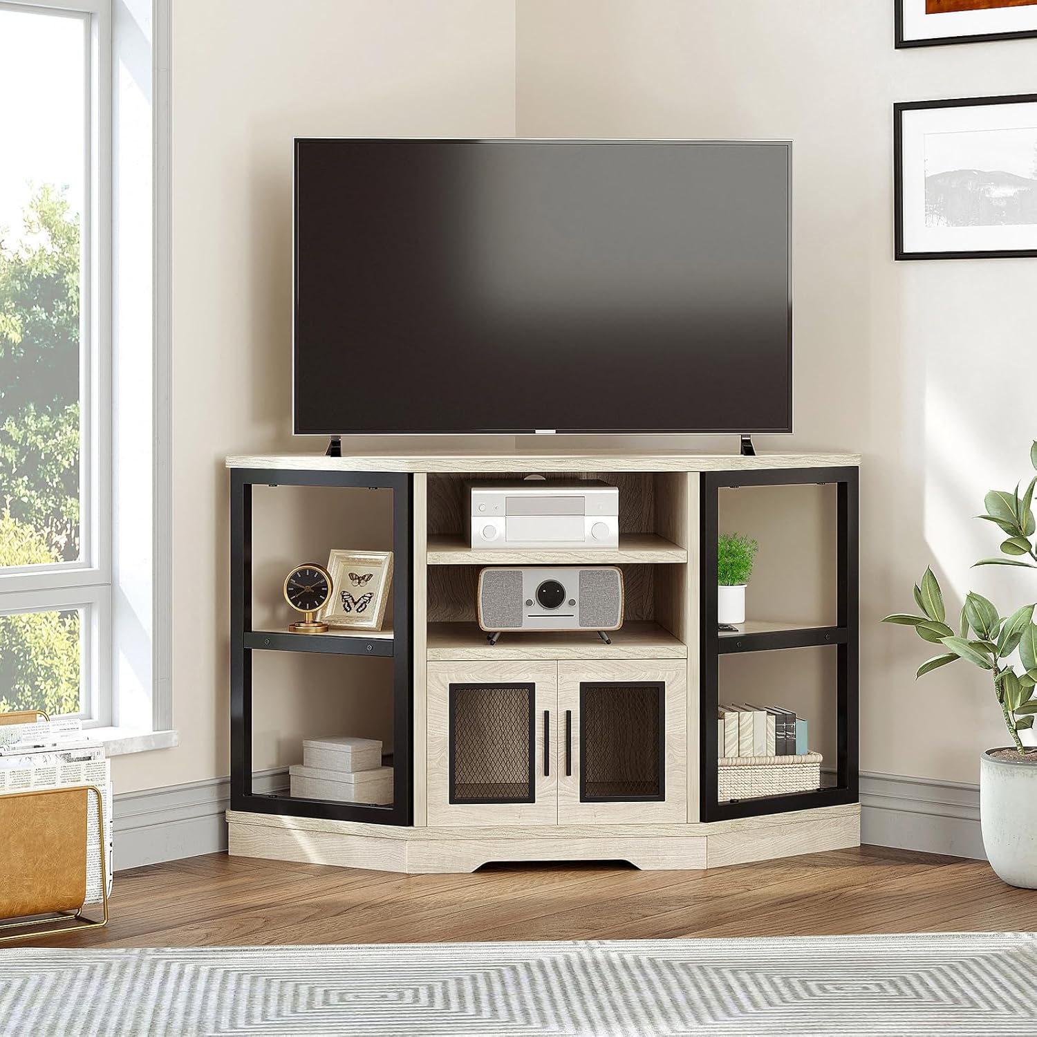 YITAHOME Corner TV Stand for 5550 Inch TVs with Power Outlet