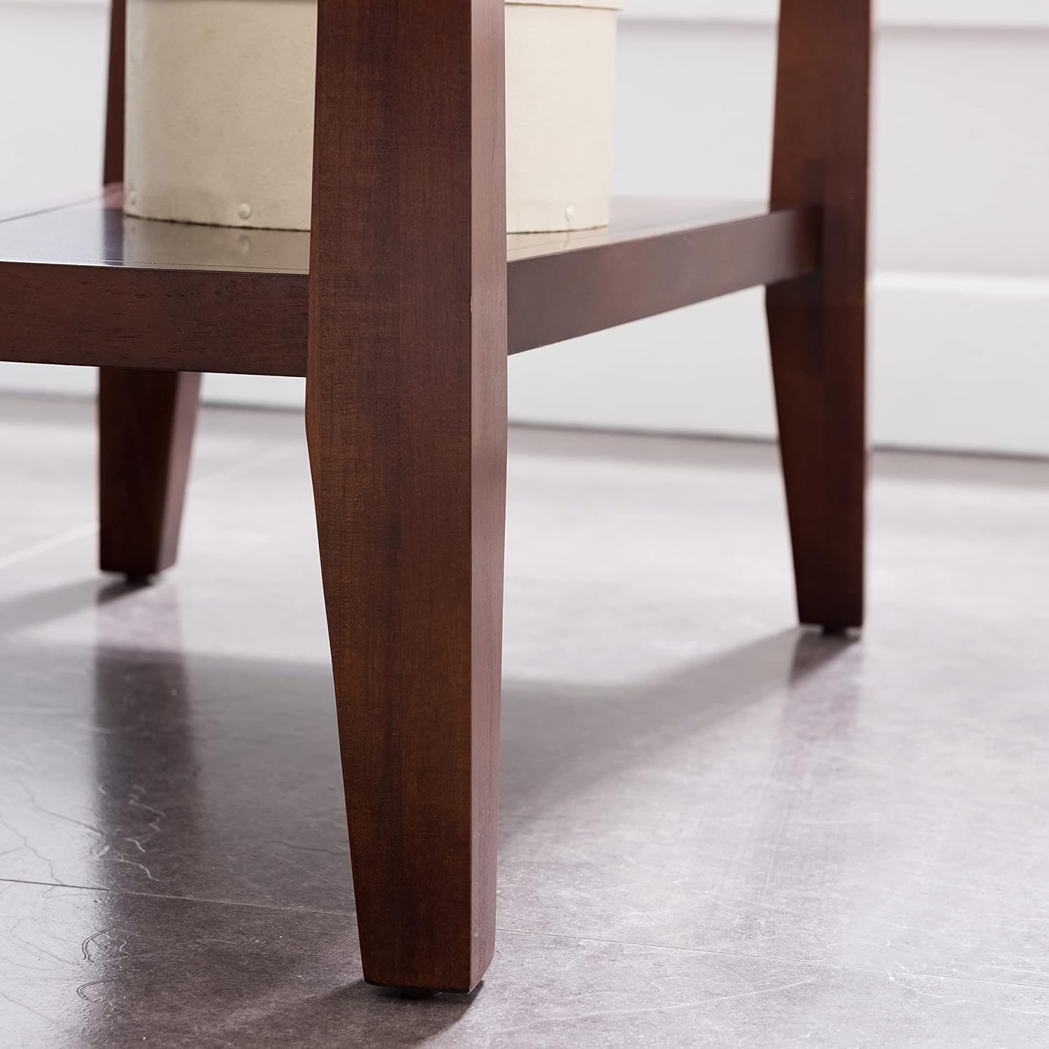 Delton 24 In Solid Wood Recliner Wedge Side Table with Shelf Sienna Brown