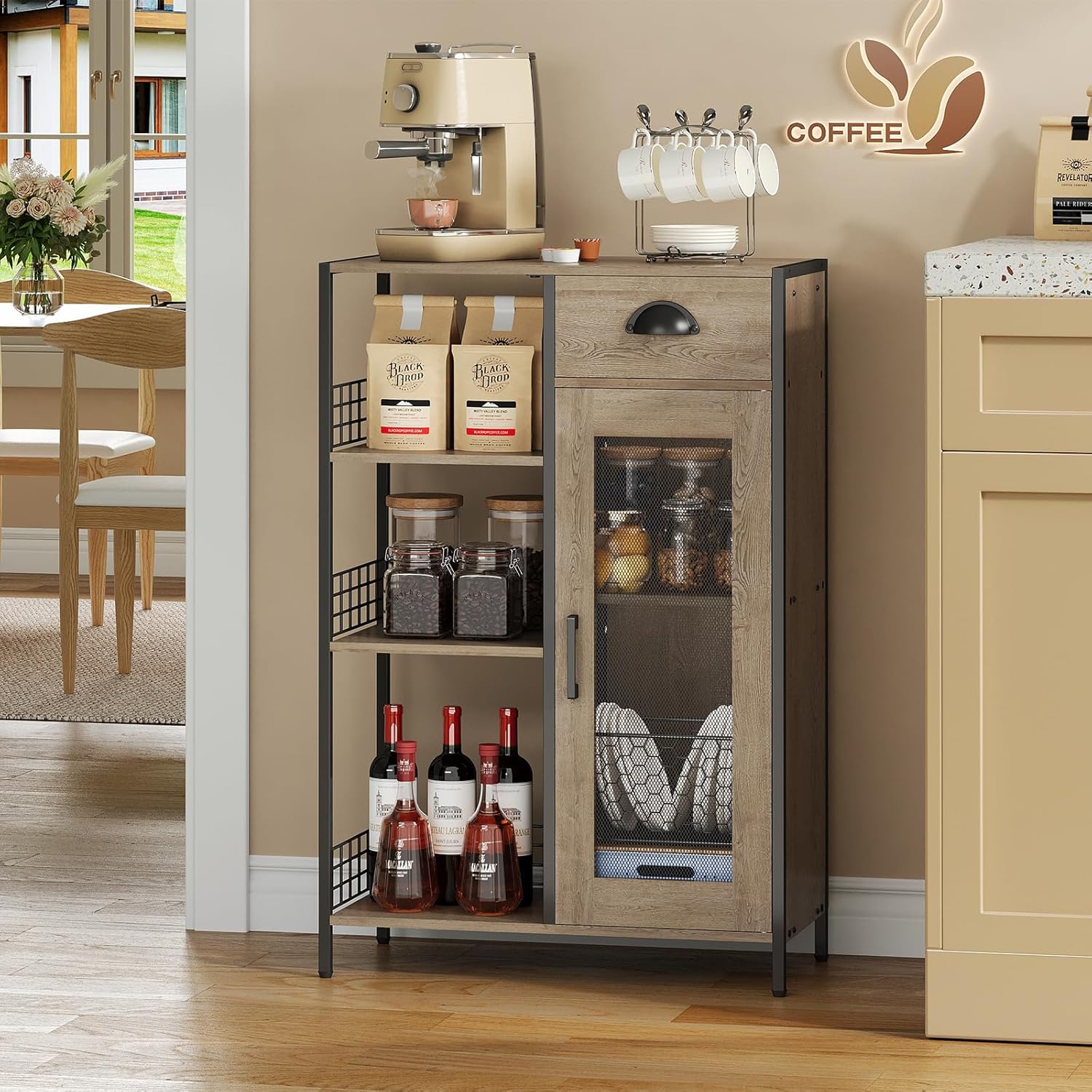 X-cosrack 3 Tier Coffee Bar Table with Storage Drawer