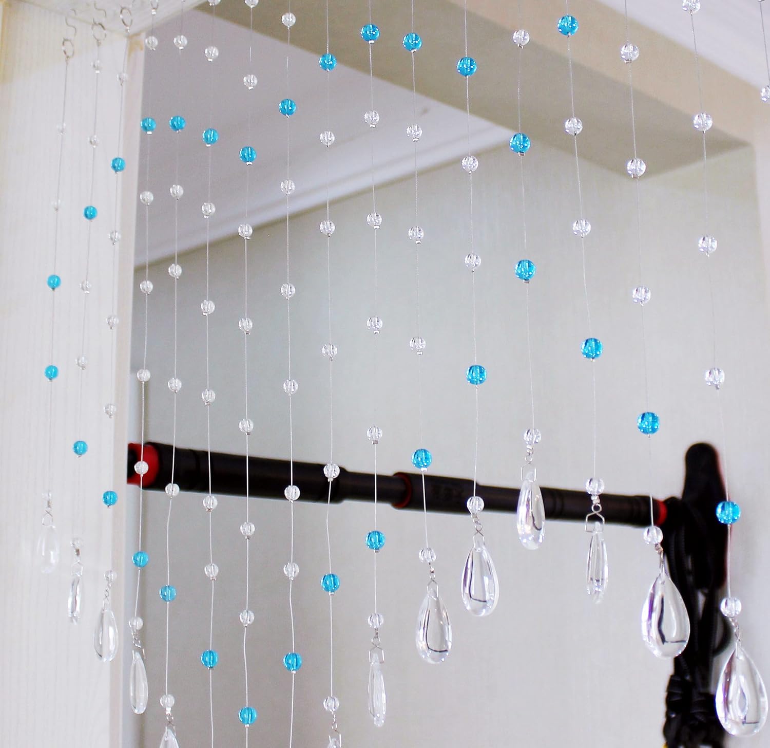 Hanging Crystal Glass Beaded Curtain 25 Strings Light Blue