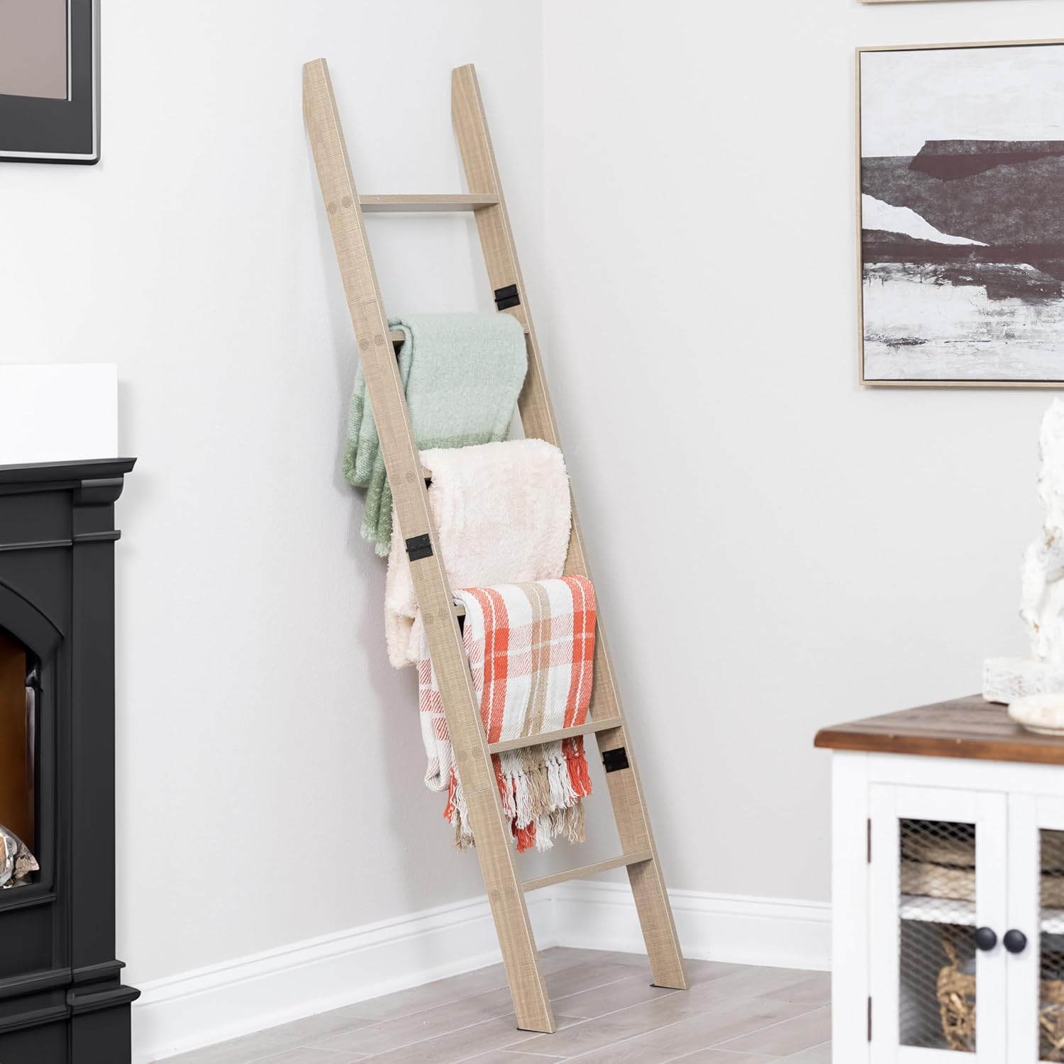 Blanket Ladder 5ft 8in 6-Tier Smokey Oak Rustic Decor