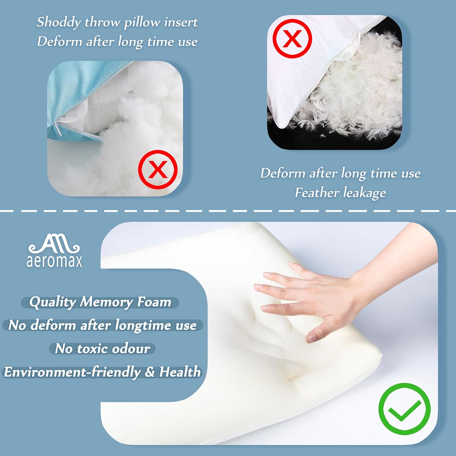 AM AEROMAX 12 x 20 Pillow Insert Pack of 2