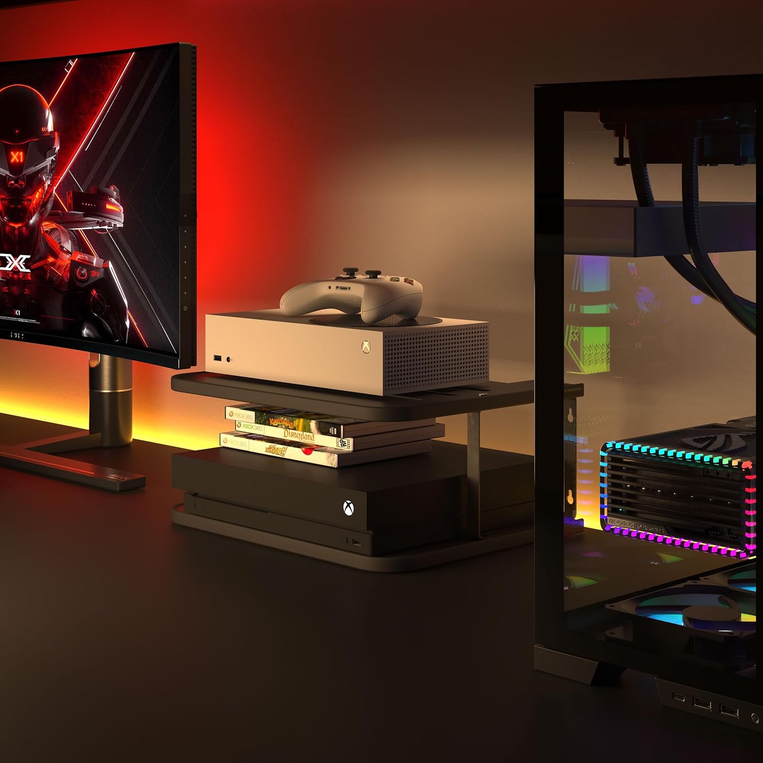 Black Projector Wall Shelf for Xbox and TV Setup