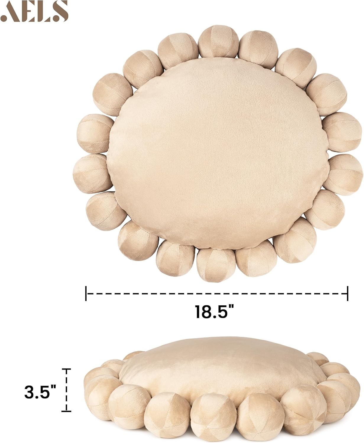 AELS Boho Beaded Round Pillow 185 Inch Modern Velvet Cushion