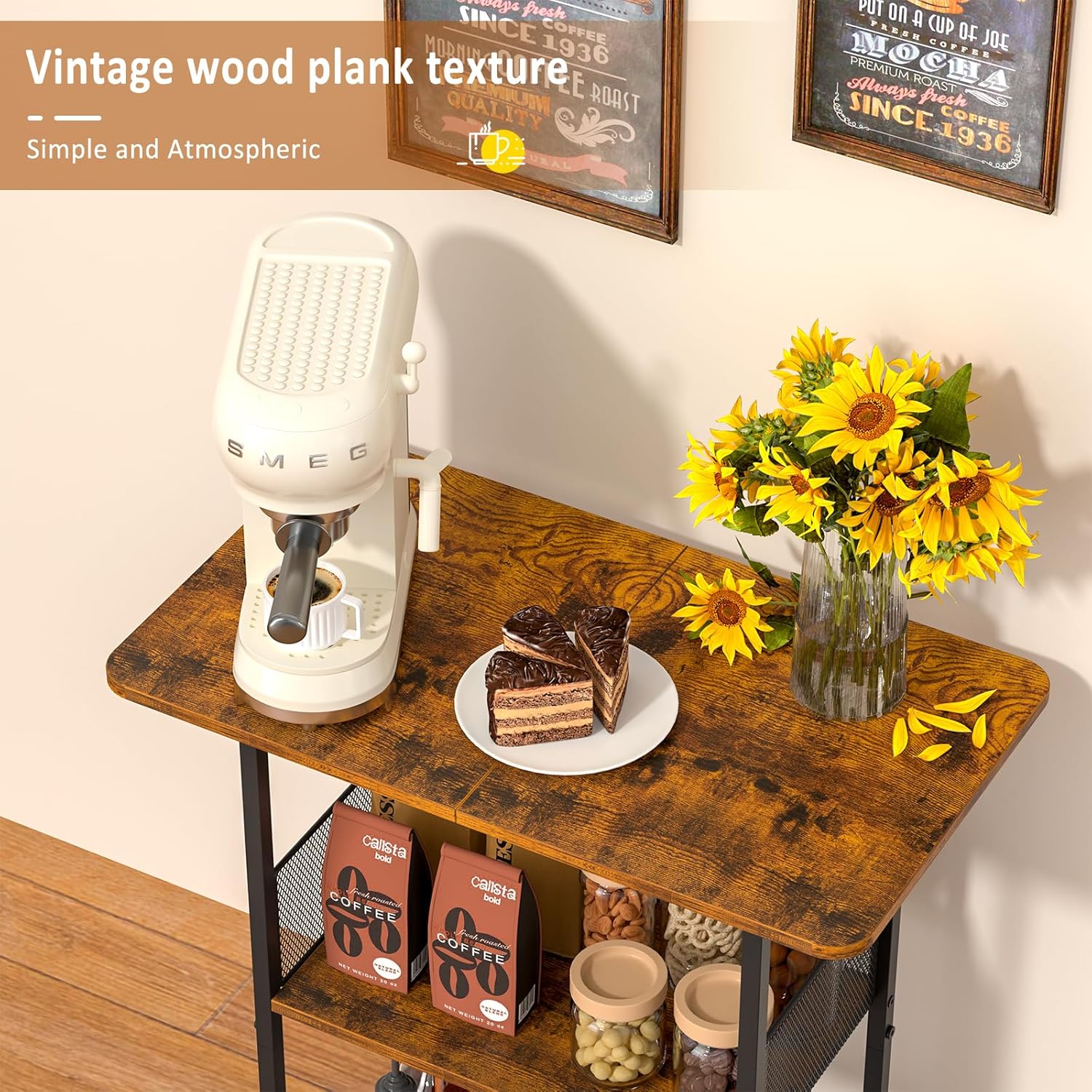 Mini 3-Tier Coffee Bar Shelf with Corner Design