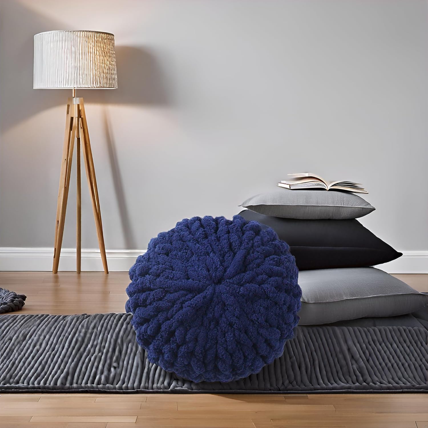 Chunky Chenille Throw Pillow with Insert - Dark Green 15x15x15